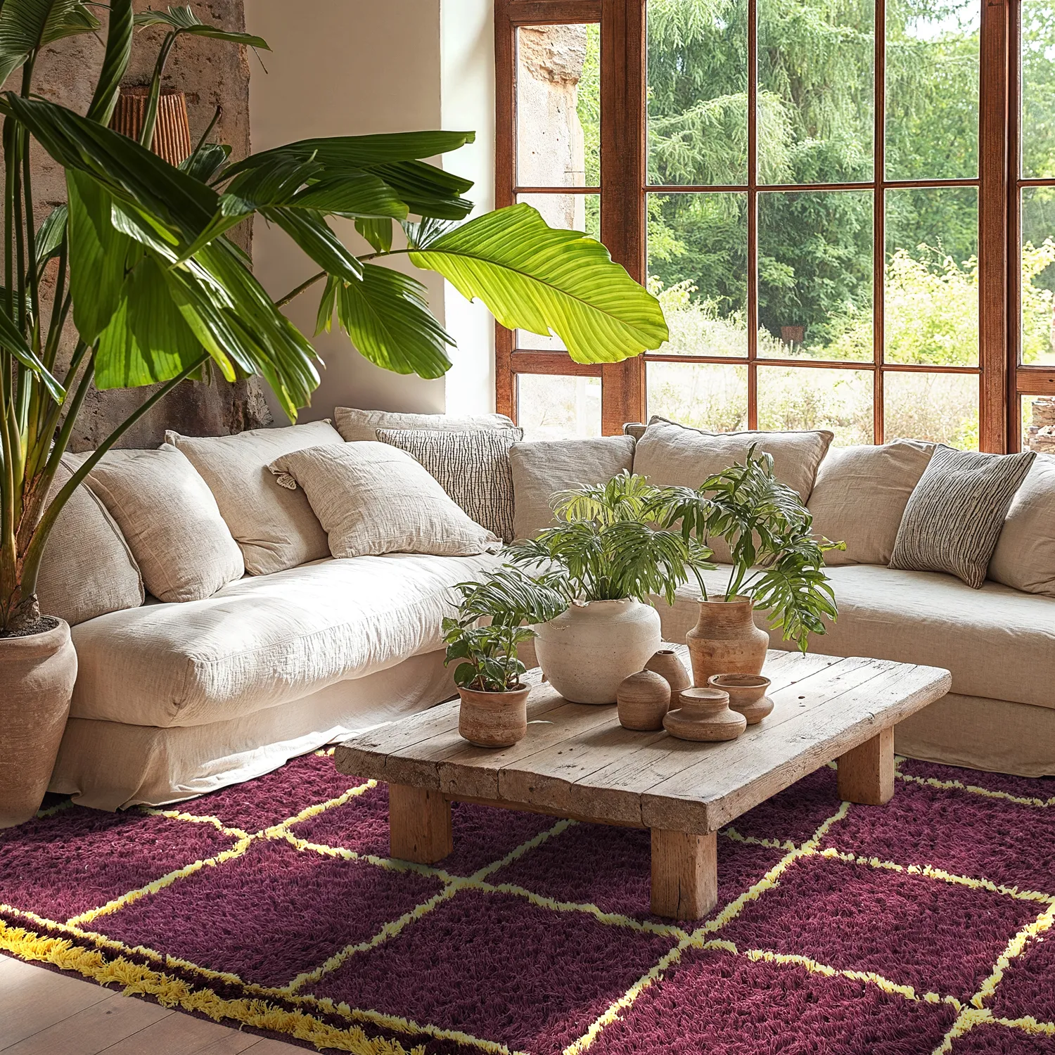 Ryetepper - Lana Natural Cotton Shaggy (burgunder/gul)