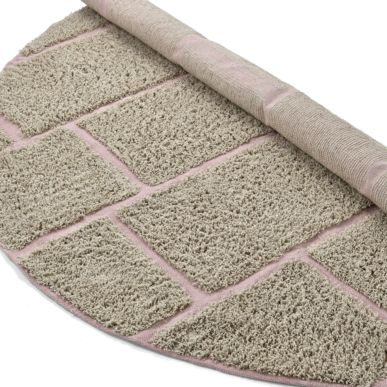 Runde tepper - Lindley Natural Cotton Shaggy (beige/rosa)