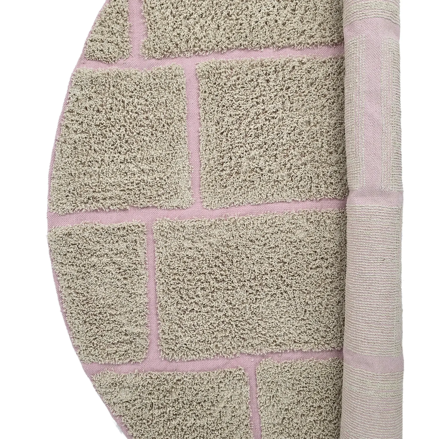 Runde tepper - Lindley Natural Cotton Shaggy (beige/rosa)