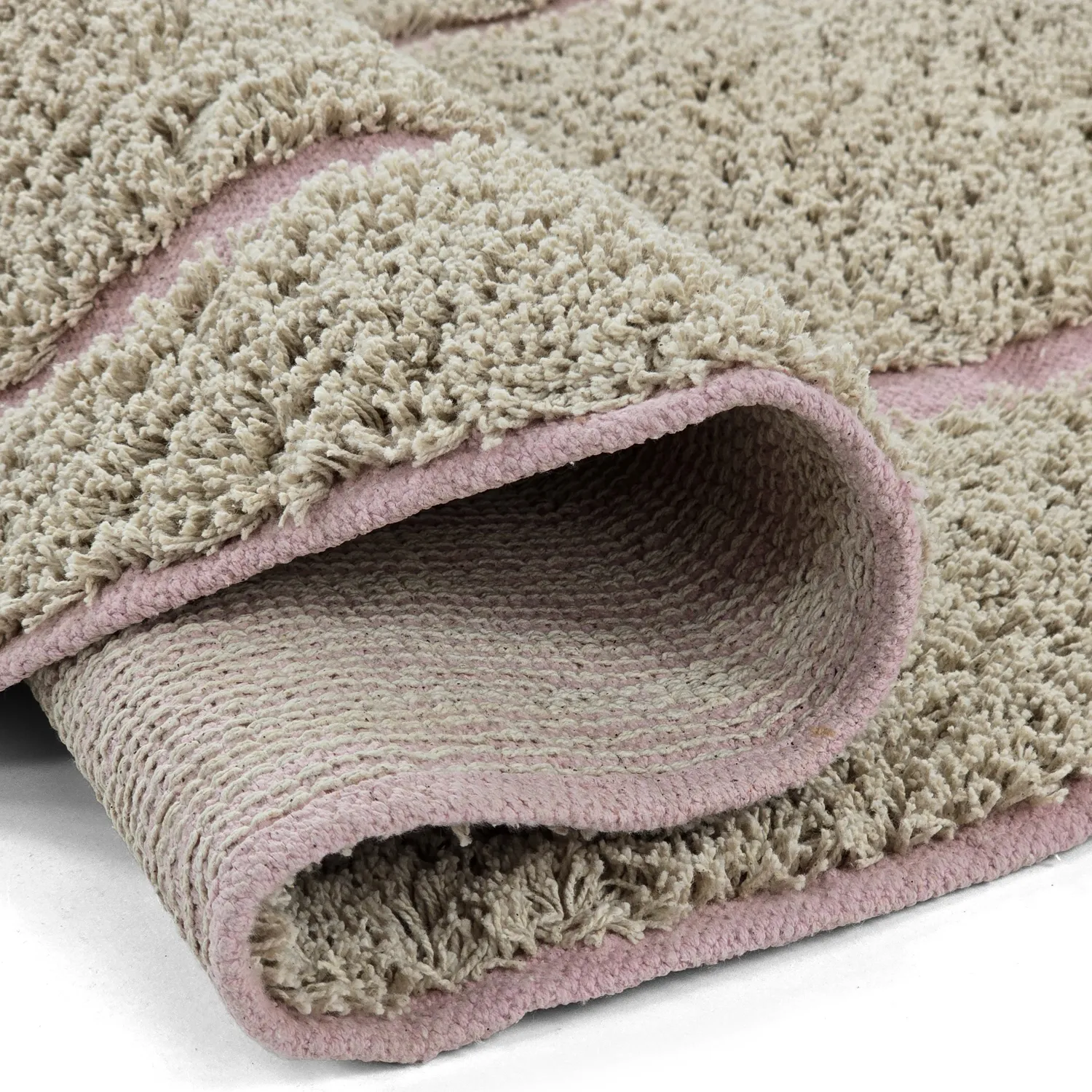 Runde tepper - Lindley Natural Cotton Shaggy (beige/rosa)