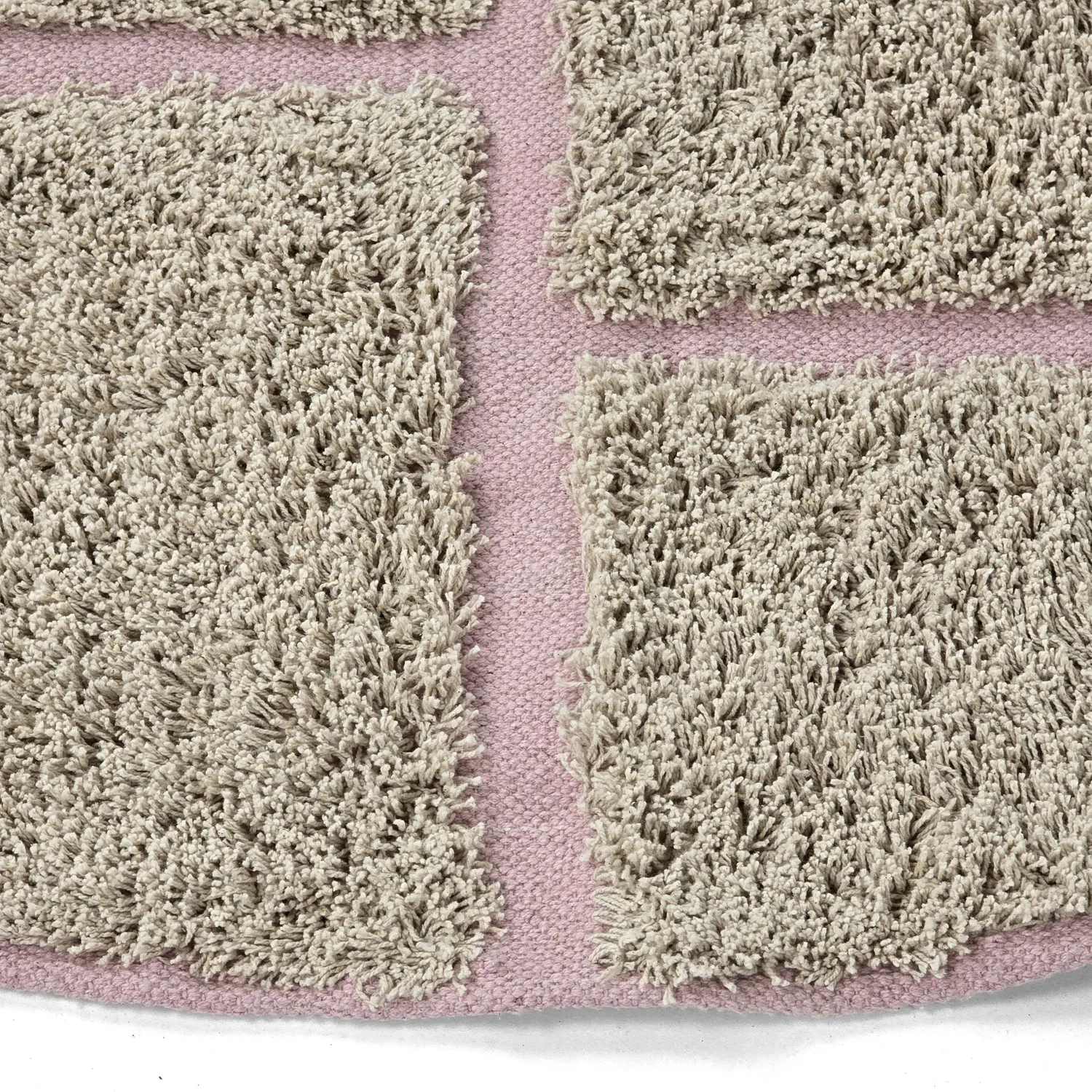 Runde tepper - Lindley Natural Cotton Shaggy (beige/rosa)