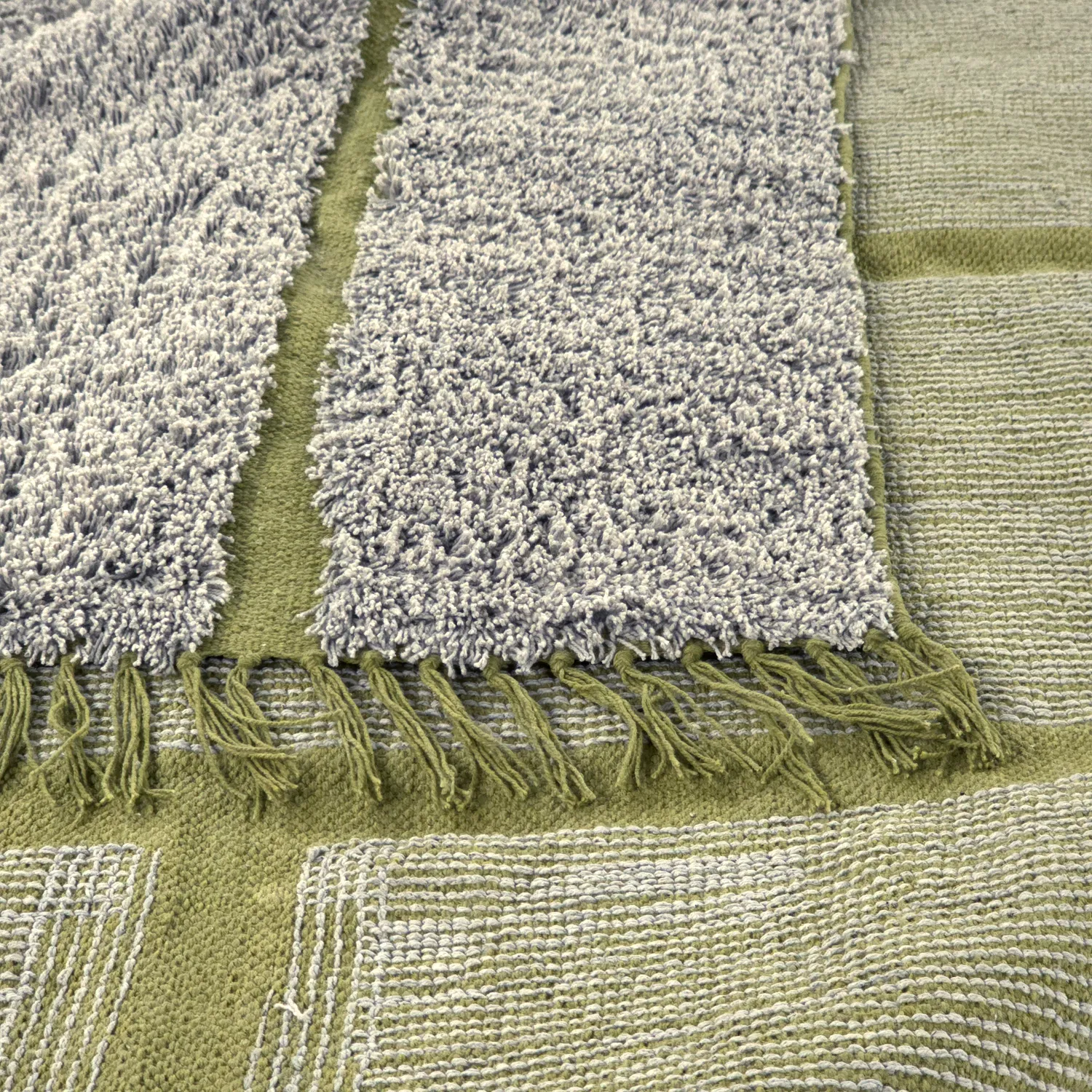 Ryetepper - Lindley Natural Cotton Shaggy (greige/grønn)