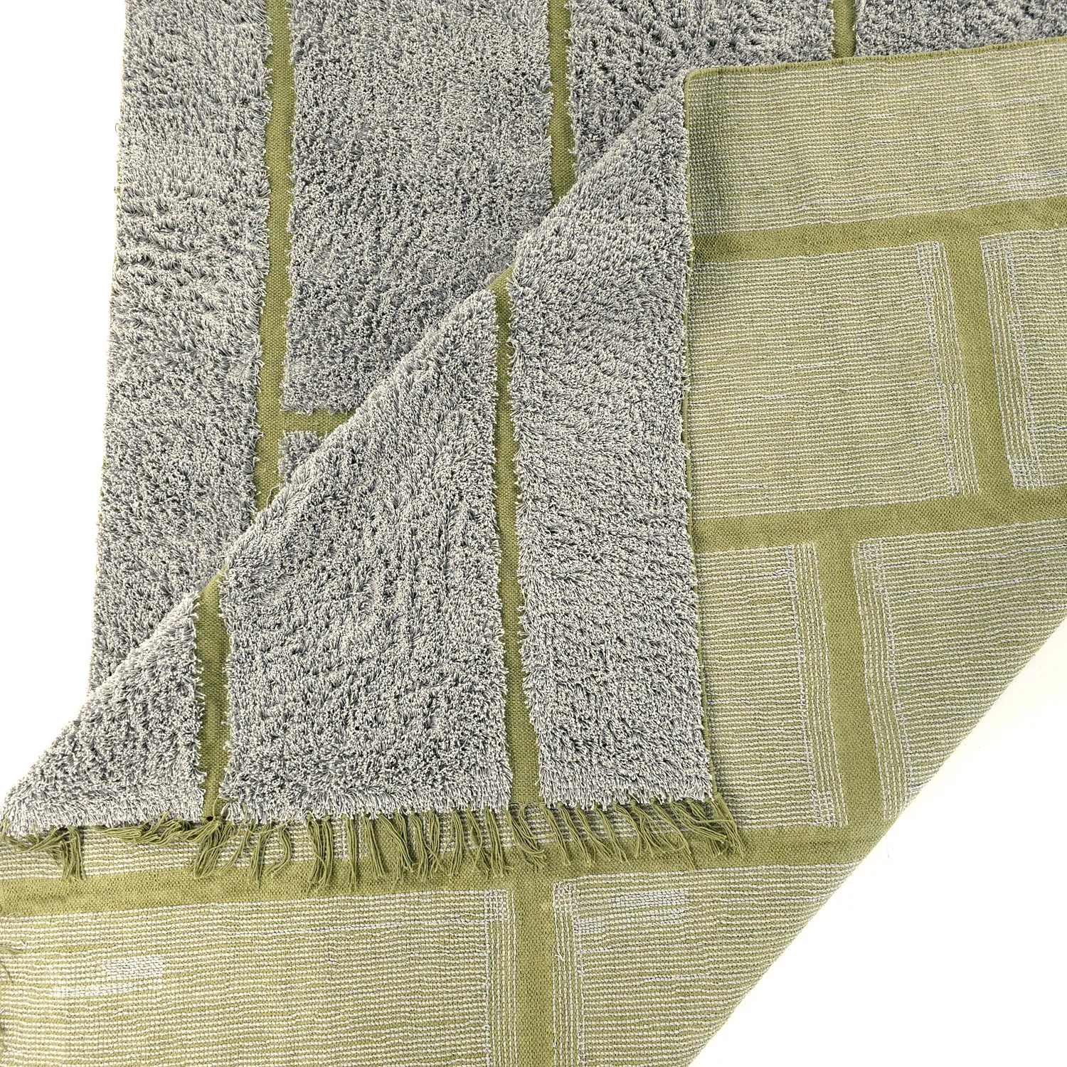 Ryetepper - Lindley Natural Cotton Shaggy (greige/grønn)