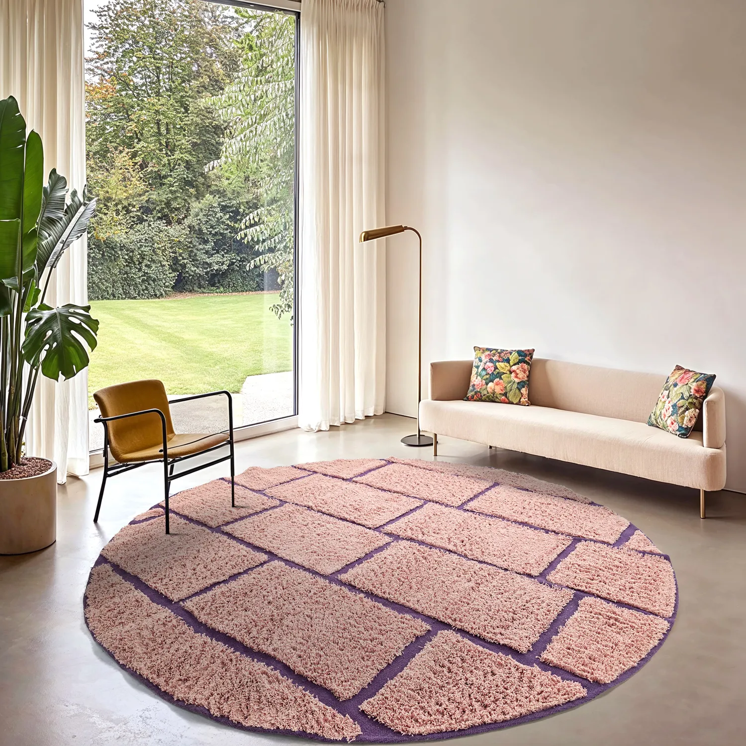 Runde tepper - Lindley Natural Cotton Shaggy (rosa/lilla)