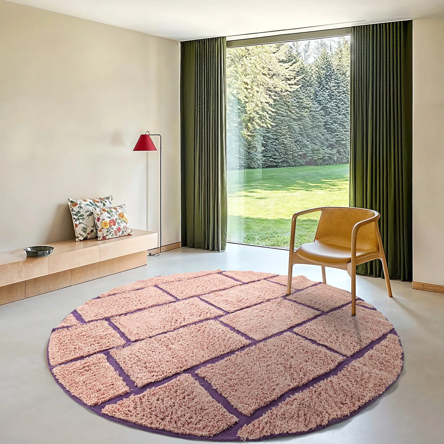 Runde tepper - Lindley Natural Cotton Shaggy (rosa/lilla)