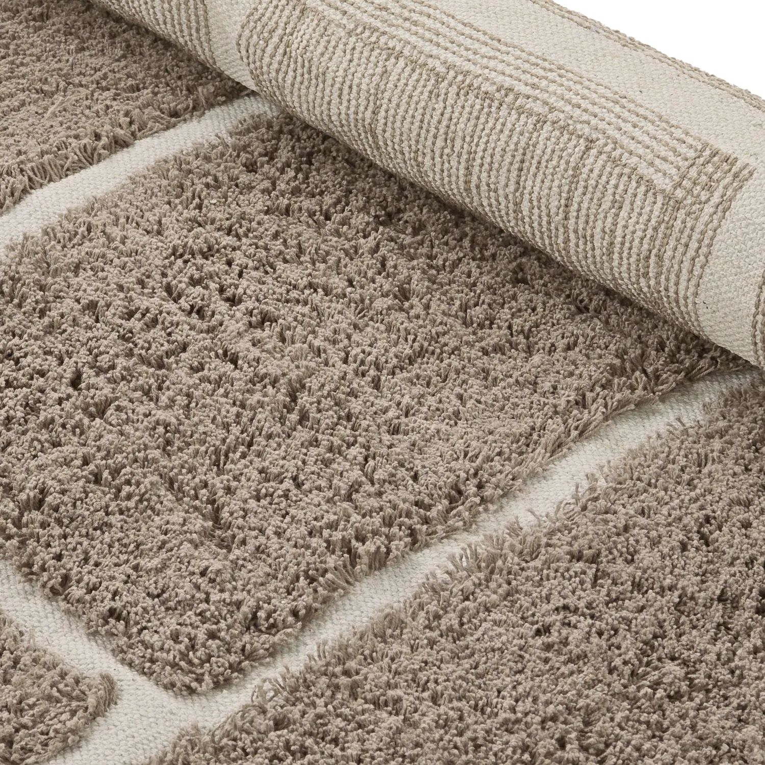 Runde tepper - Lindley Natural Cotton Shaggy (taupe/grå)