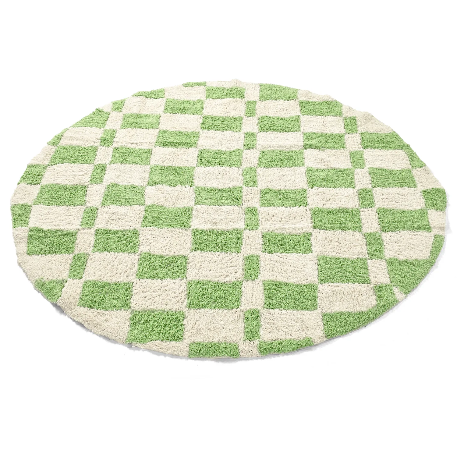 Rundt teppe - Maranello Natural Cotton Shaggy (grønn)