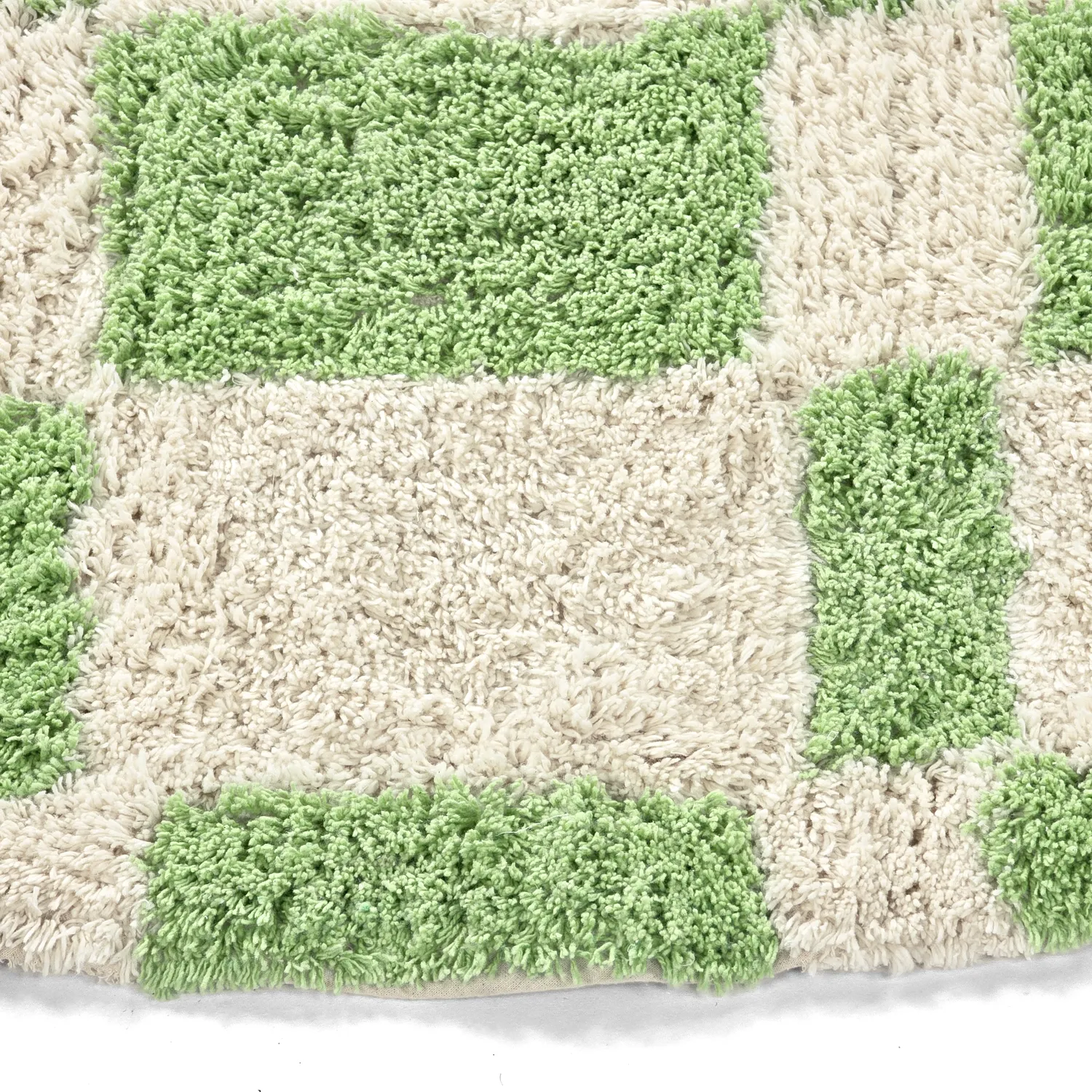 Rundt teppe - Maranello Natural Cotton Shaggy (grønn)