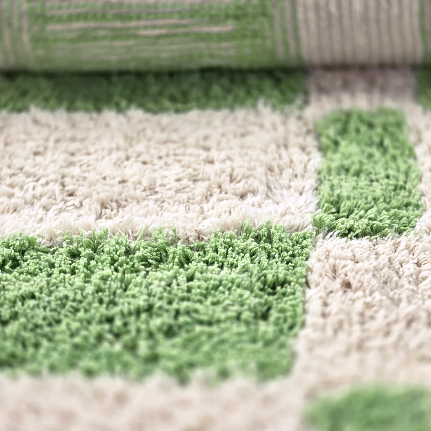 Rundt teppe - Maranello Natural Cotton Shaggy (grønn)