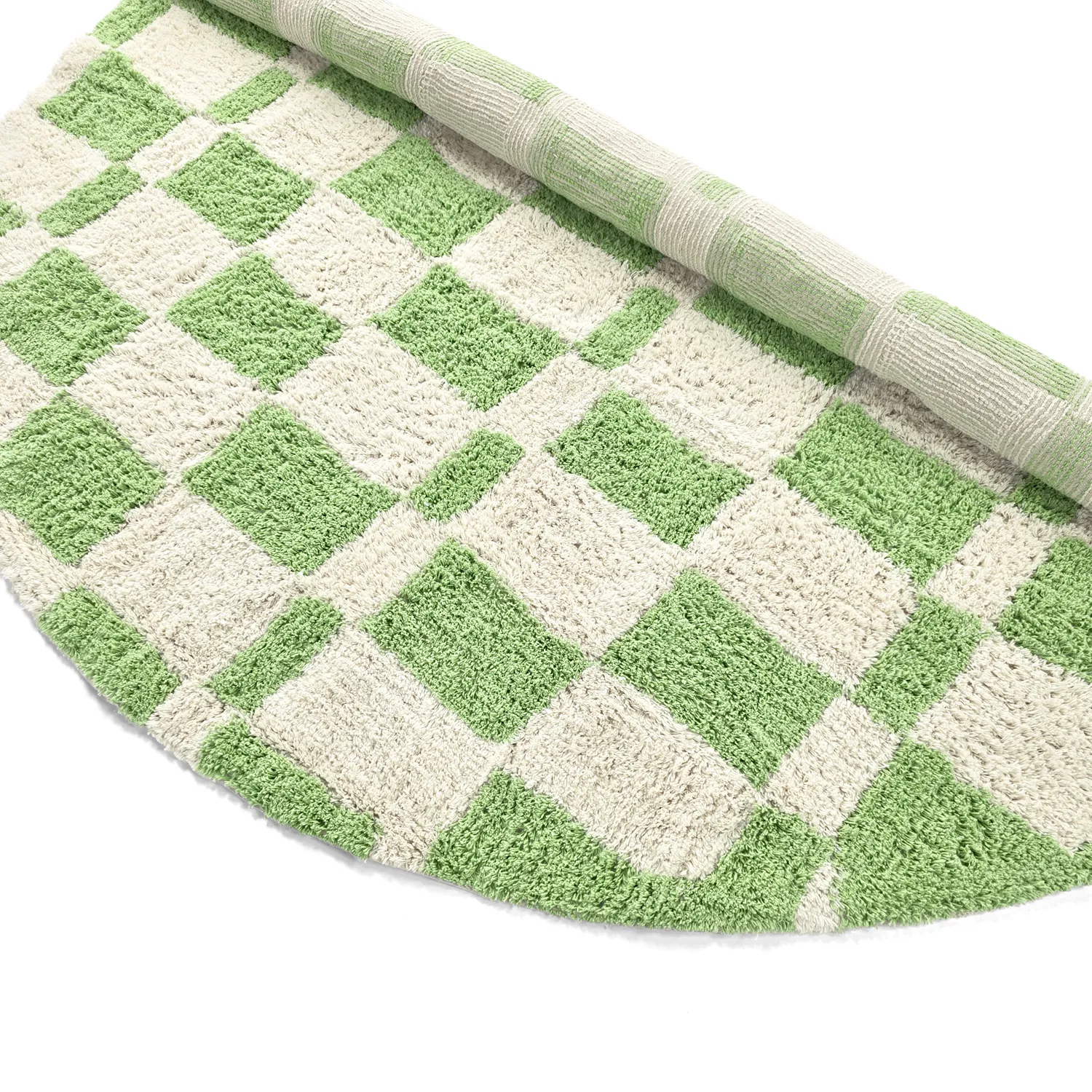 Rundt teppe - Maranello Natural Cotton Shaggy (grønn)
