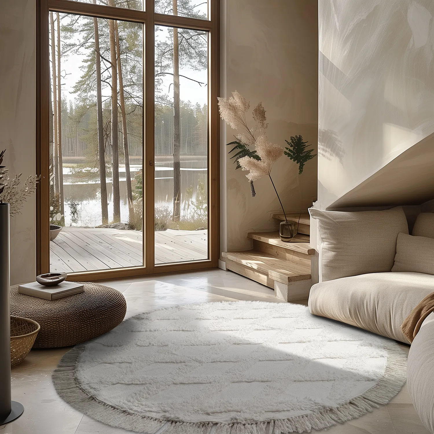Runde tepper - Pamplona Natural Cotton Shaggy (offwhite)