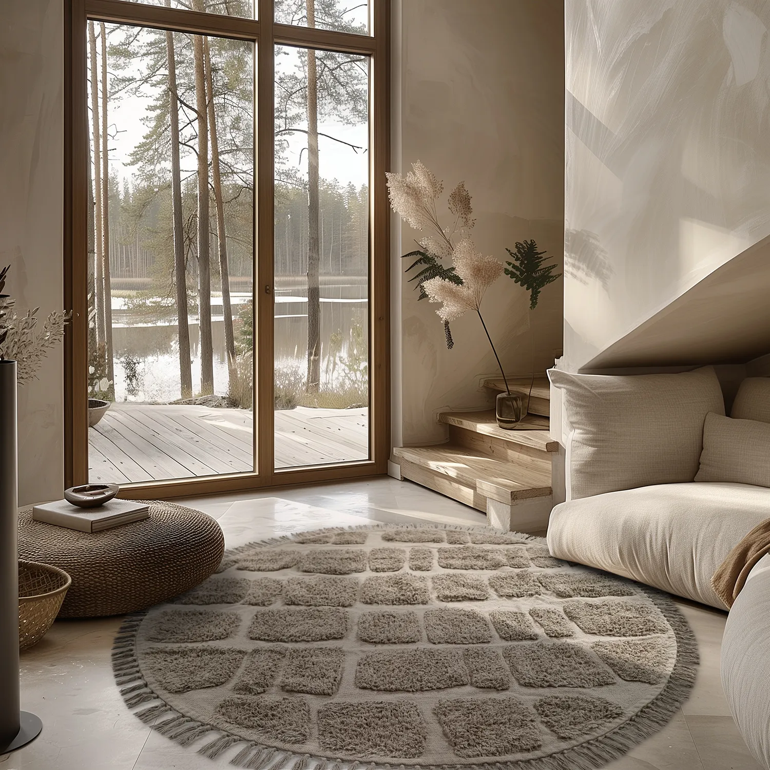 Runde tepper - Salem Natural Cotton Shaggy (taupe)