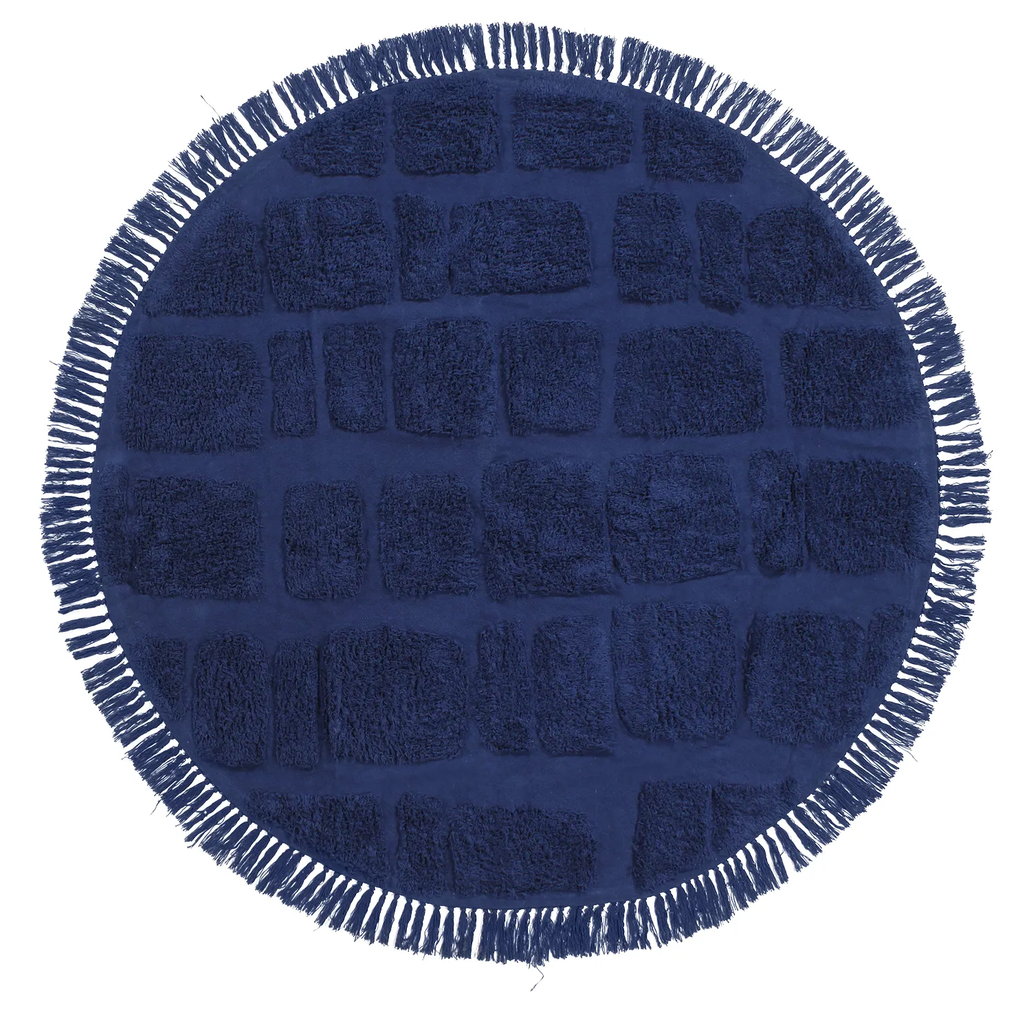 Runde tepper - Salem Natural Cotton Shaggy (mørke blå)