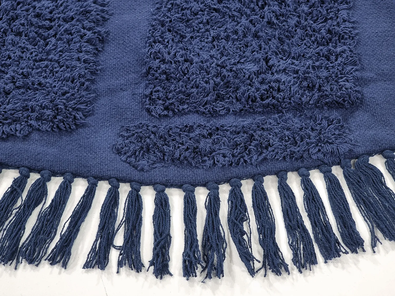 Runde tepper - Salem Natural Cotton Shaggy (mørke blå)