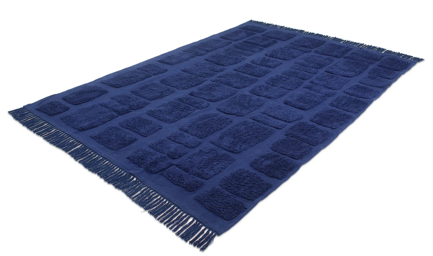 Ryetepper - Salem Natural Cotton Shaggy (mørke blå)