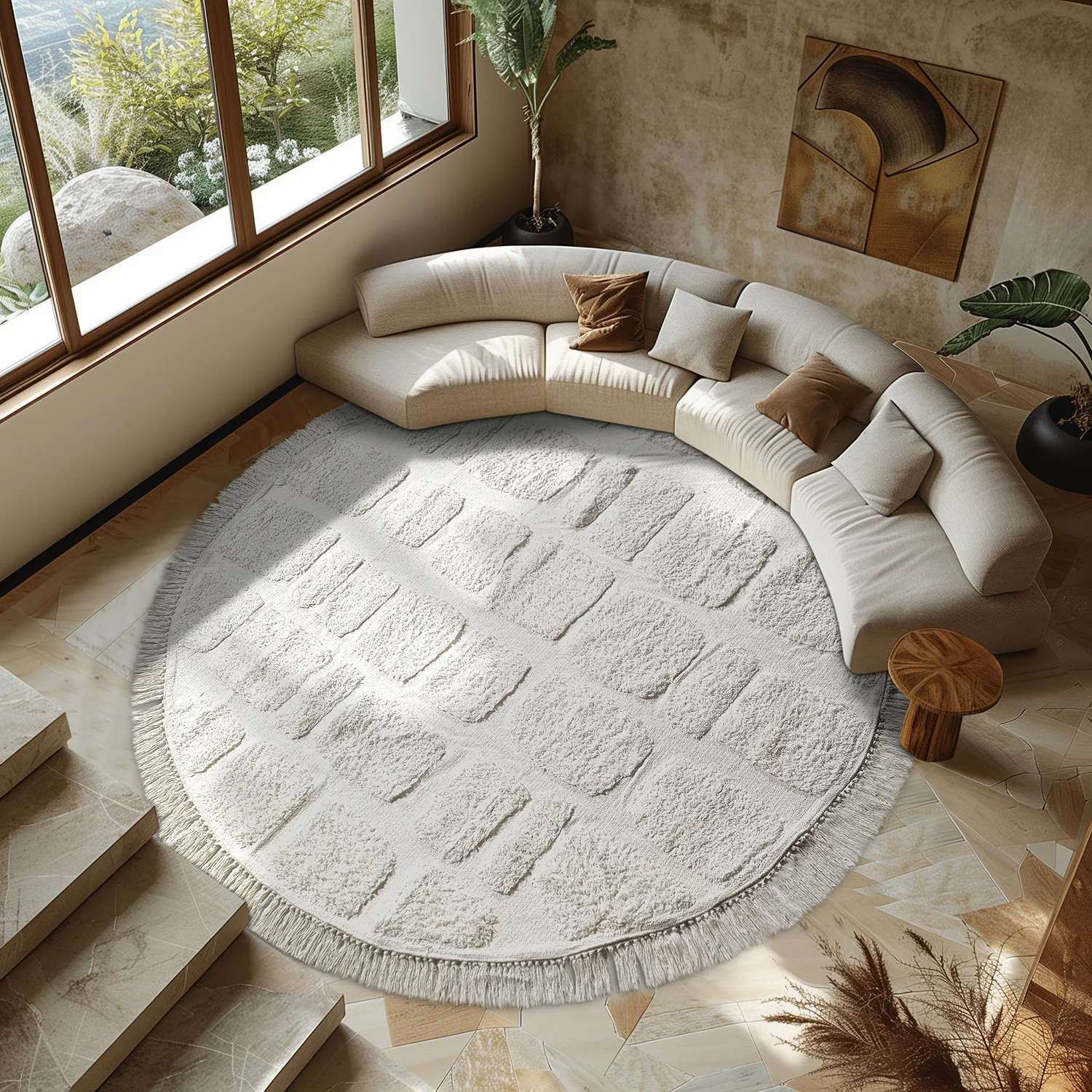Runde tepper - Salem Natural Cotton Shaggy (offwhite)