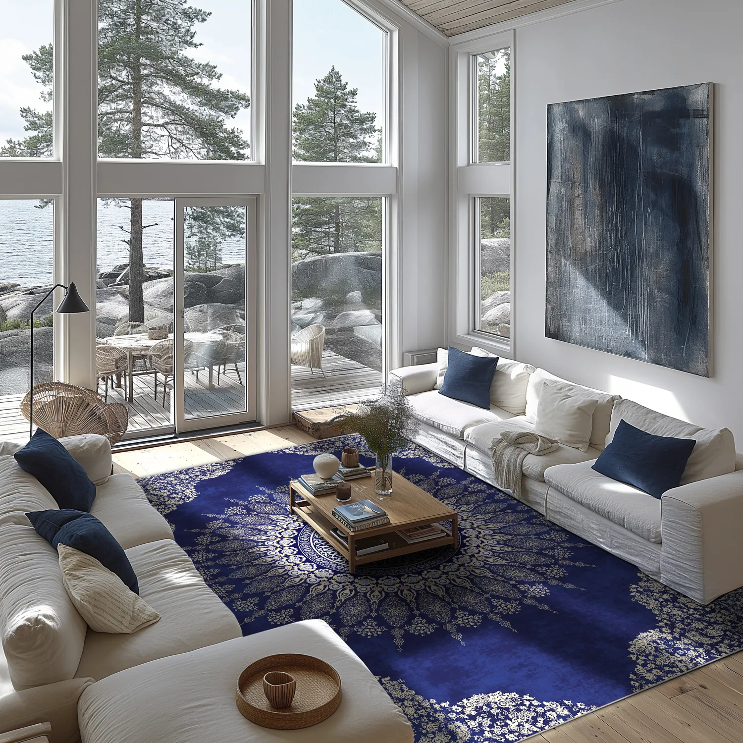 Wilton-teppe - Sandrigo (blå/beige)