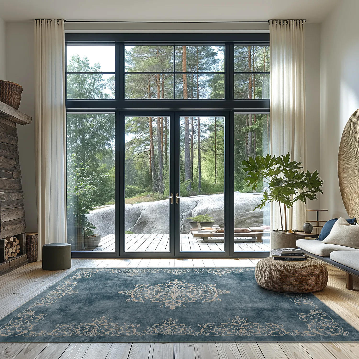 Wilton-teppe - Santi (blå/beige)