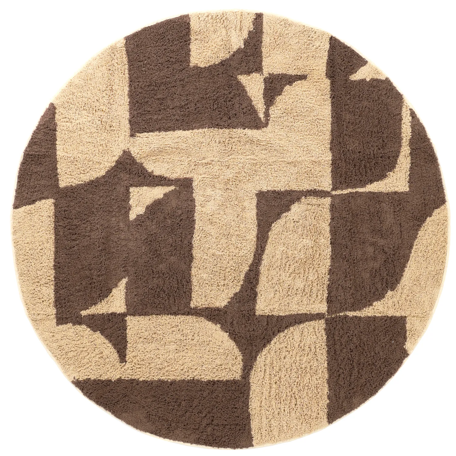 Rundt teppe - Siberia Natural Cotton Shaggy (beige/brun)