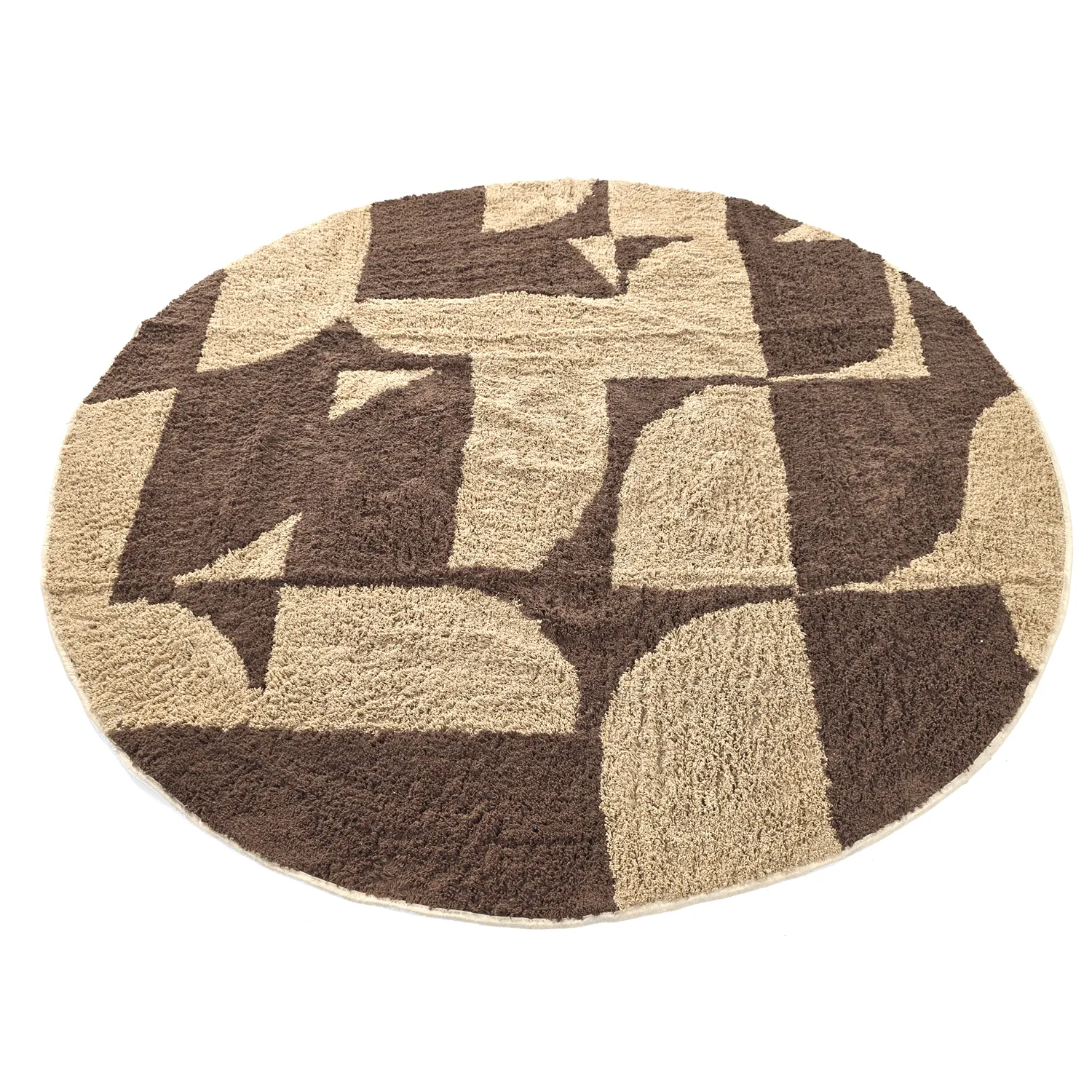 Rundt teppe - Siberia Natural Cotton Shaggy (beige/brun)