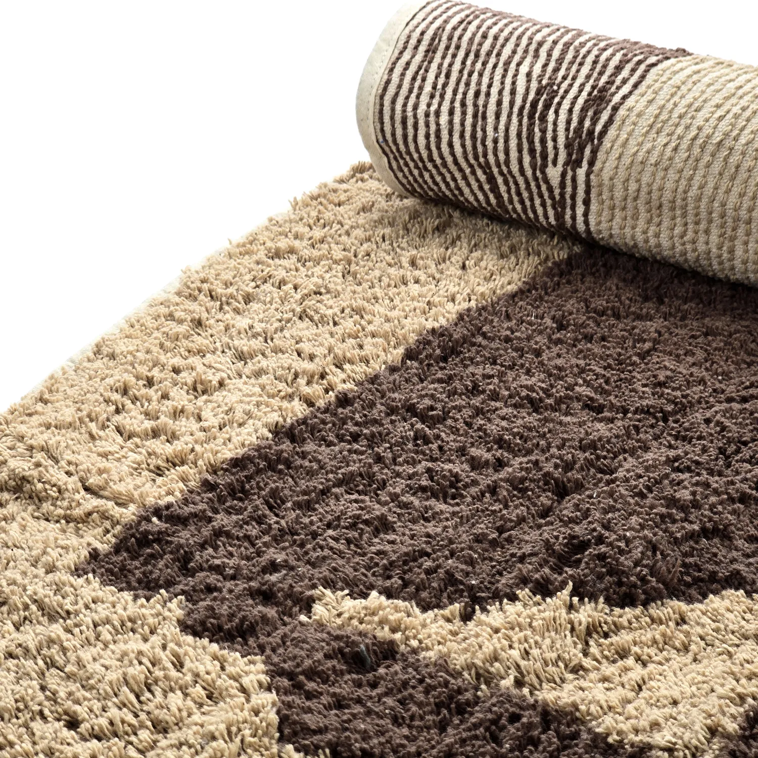 Rundt teppe - Siberia Natural Cotton Shaggy (beige/brun)