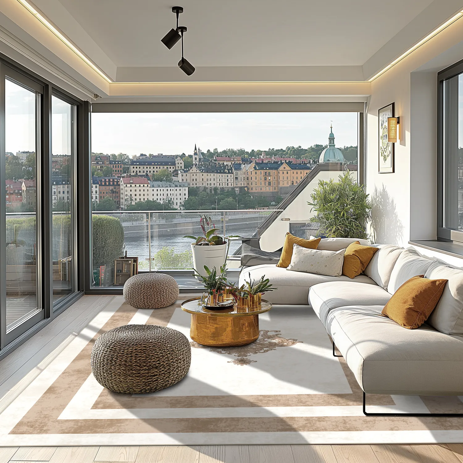 Wilton-teppe - Soros (beige/hvit)