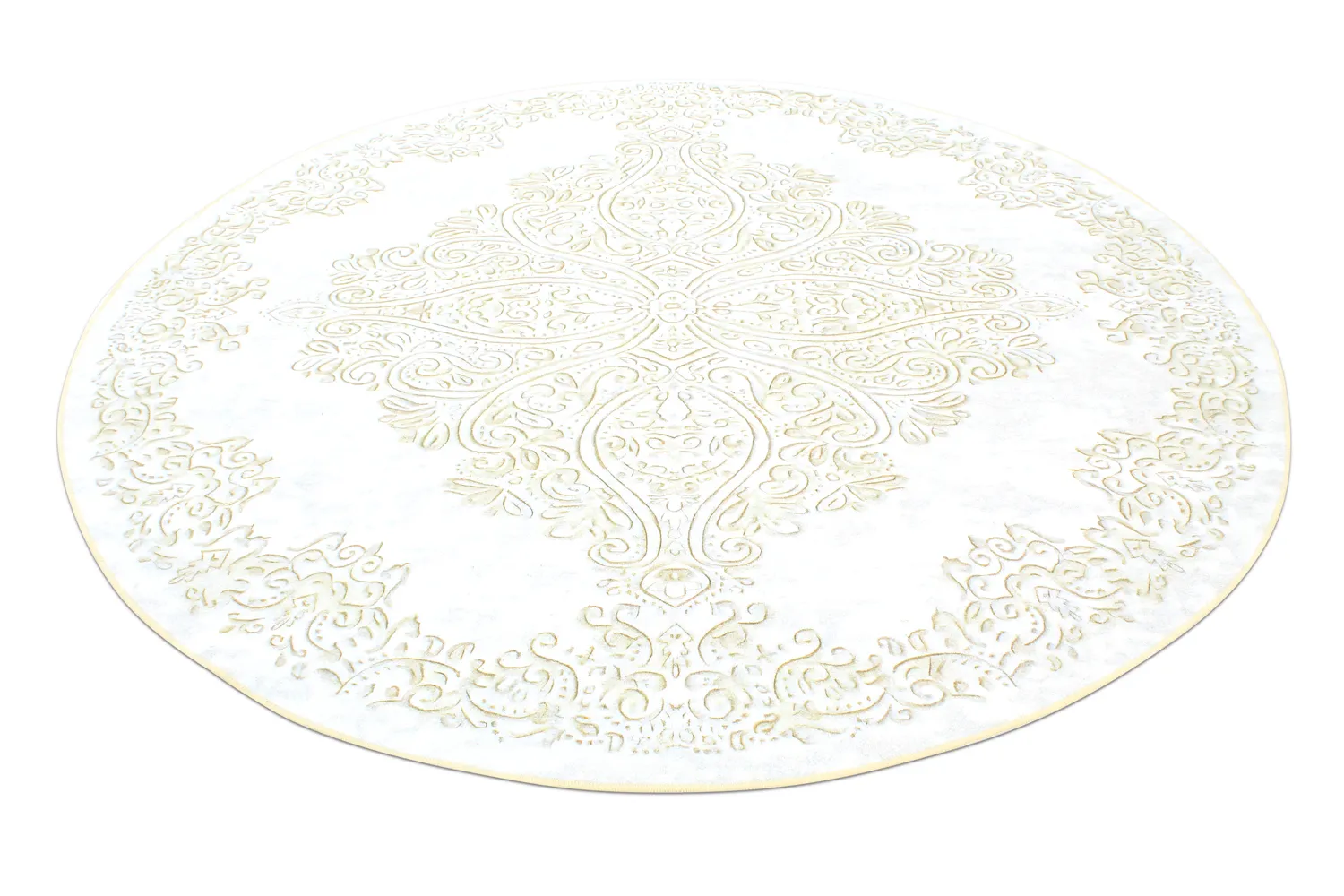 Rundt teppe - Valenza (hvit/beige)