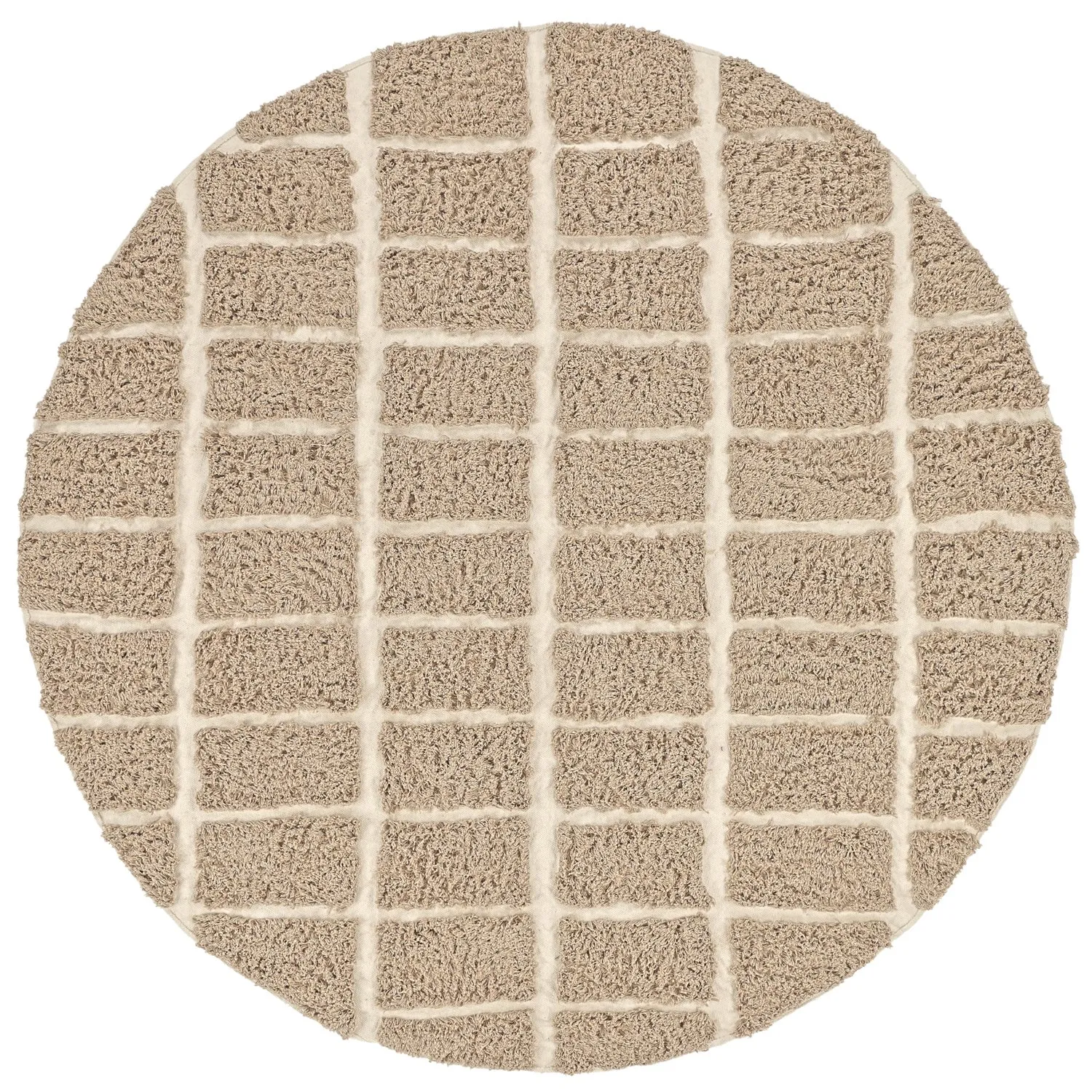 Rundt teppe - Zola Natural Cotton Shaggy (beige)
