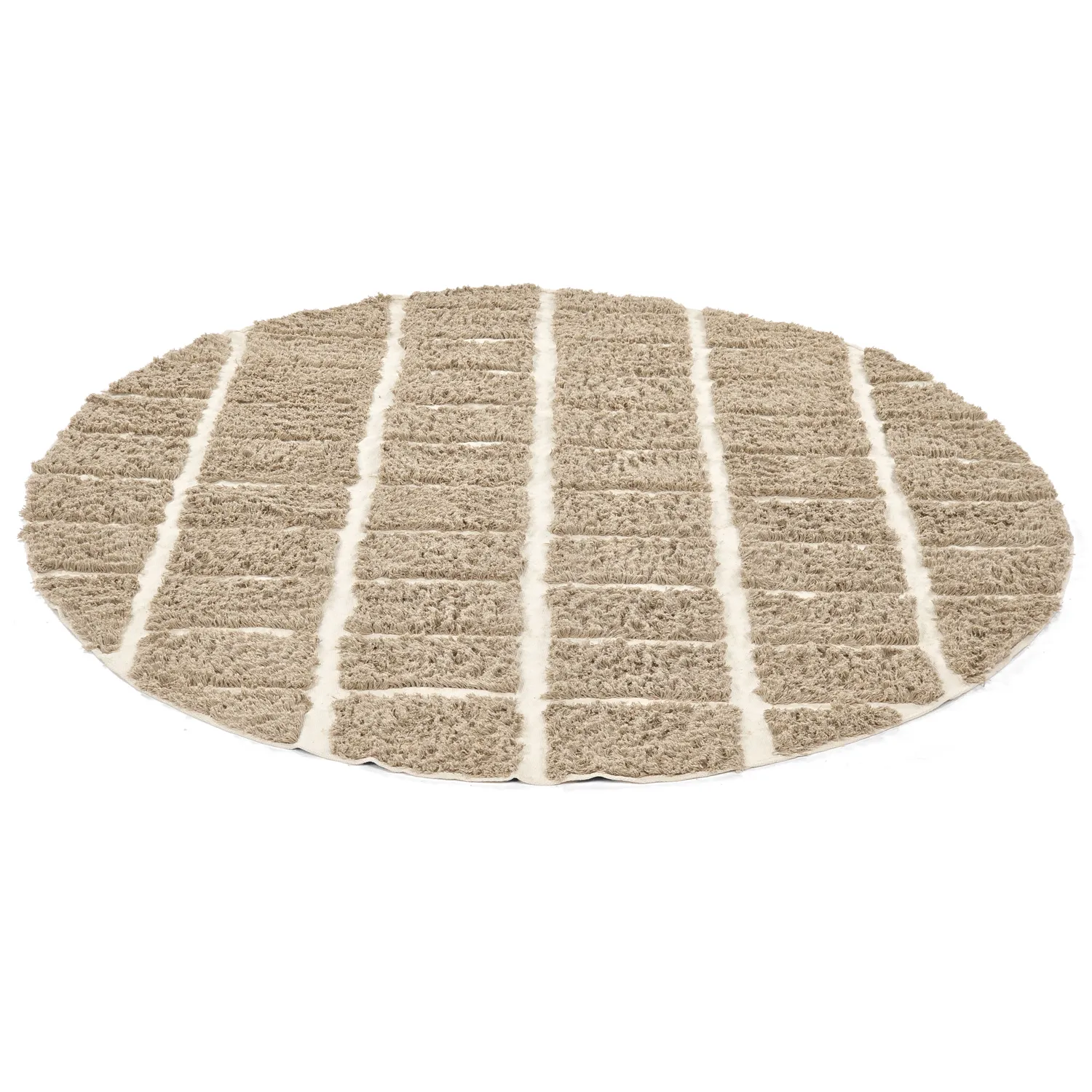 Rundt teppe - Zola Natural Cotton Shaggy (beige)