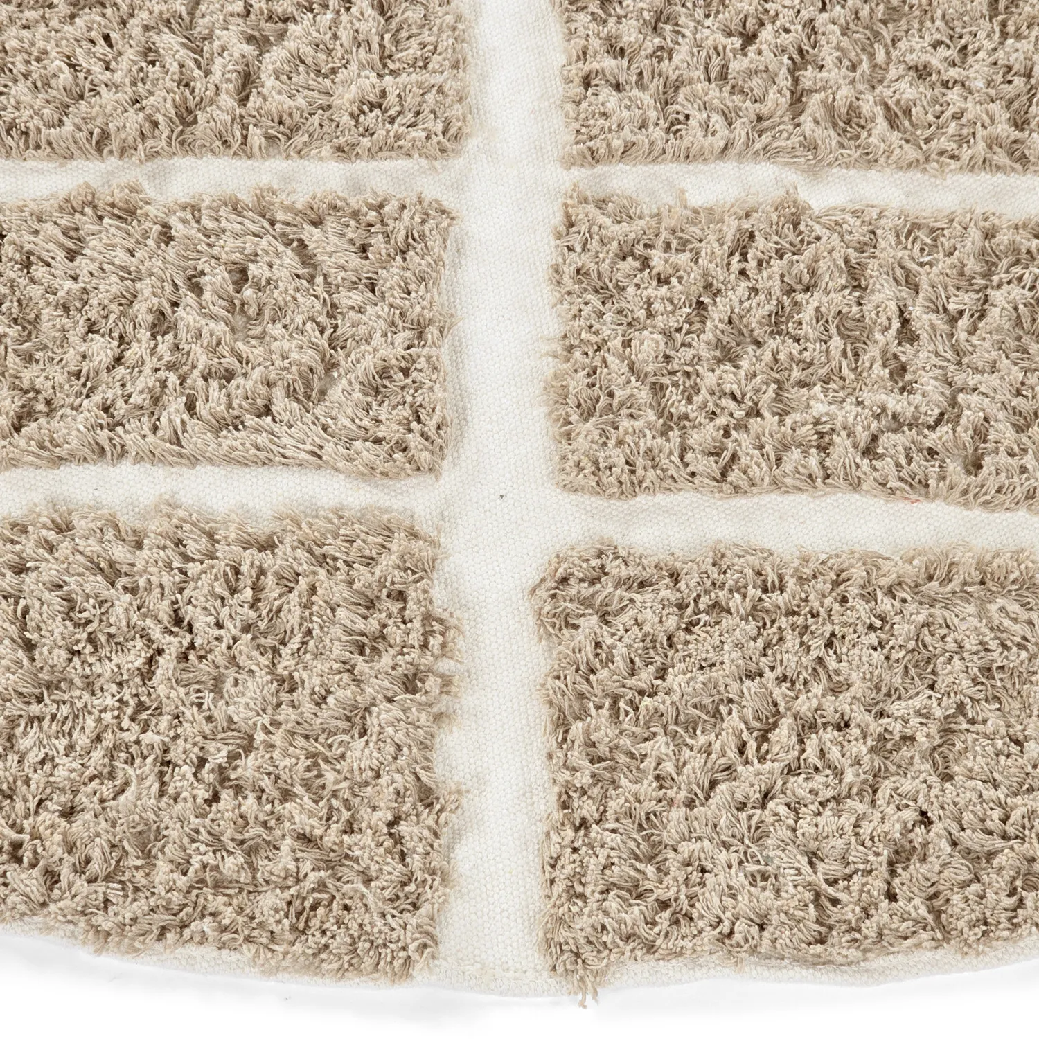 Rundt teppe - Zola Natural Cotton Shaggy (beige)