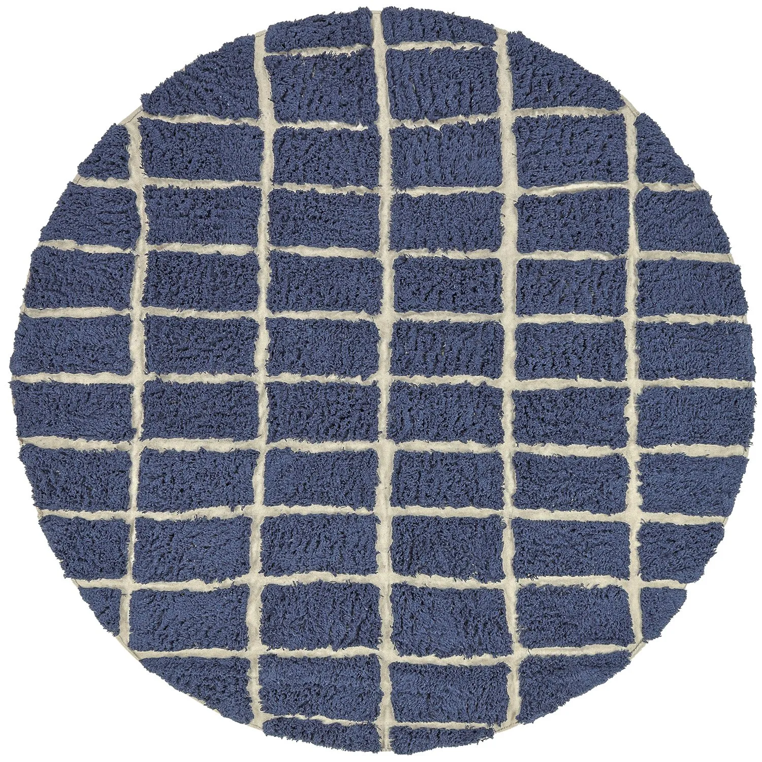 Rundt teppe - Zola Natural Cotton Shaggy (blå)