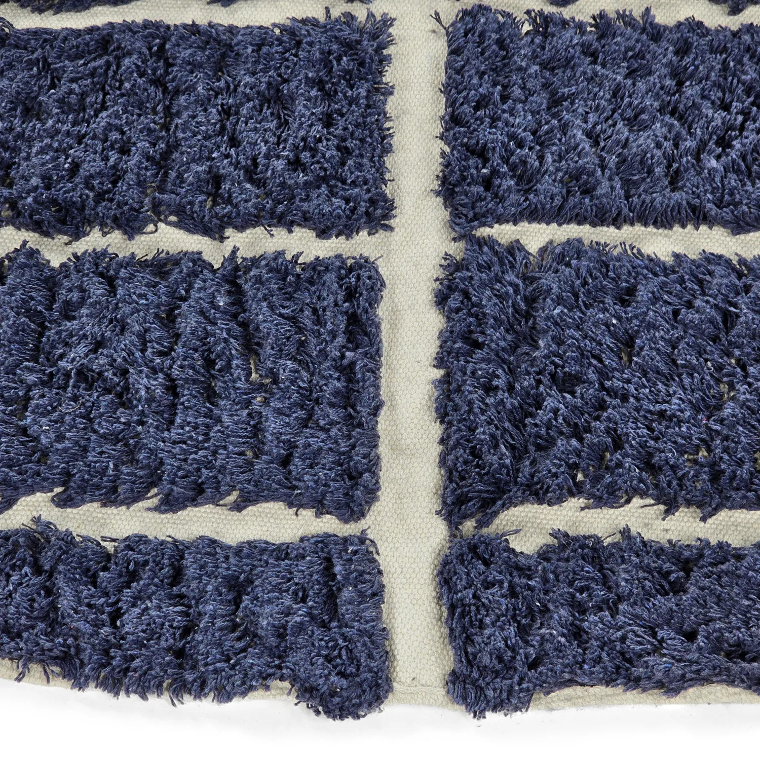 Rundt teppe - Zola Natural Cotton Shaggy (blå)