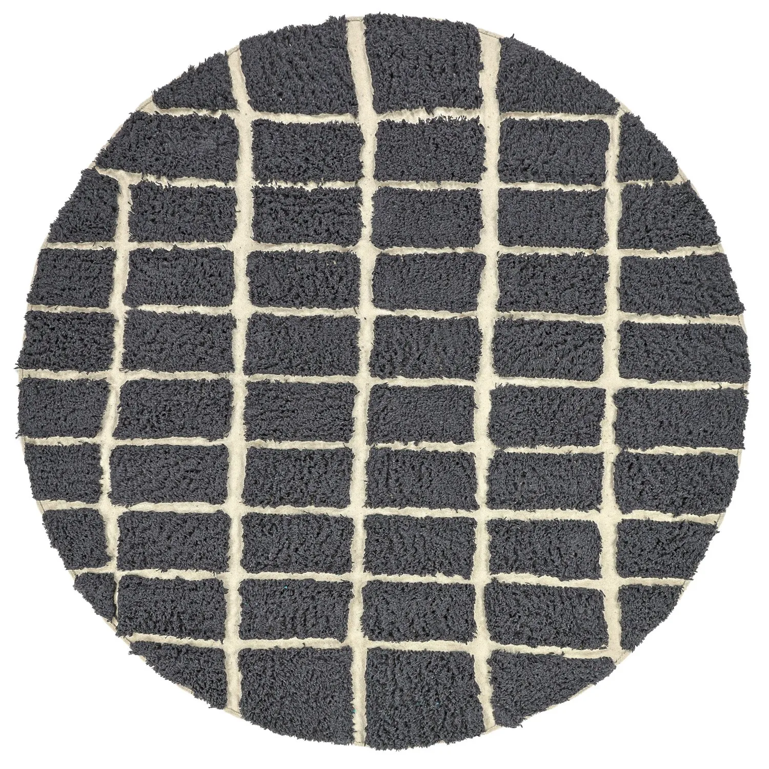 Rundt teppe - Zola Natural Cotton Shaggy (mørkegrå)