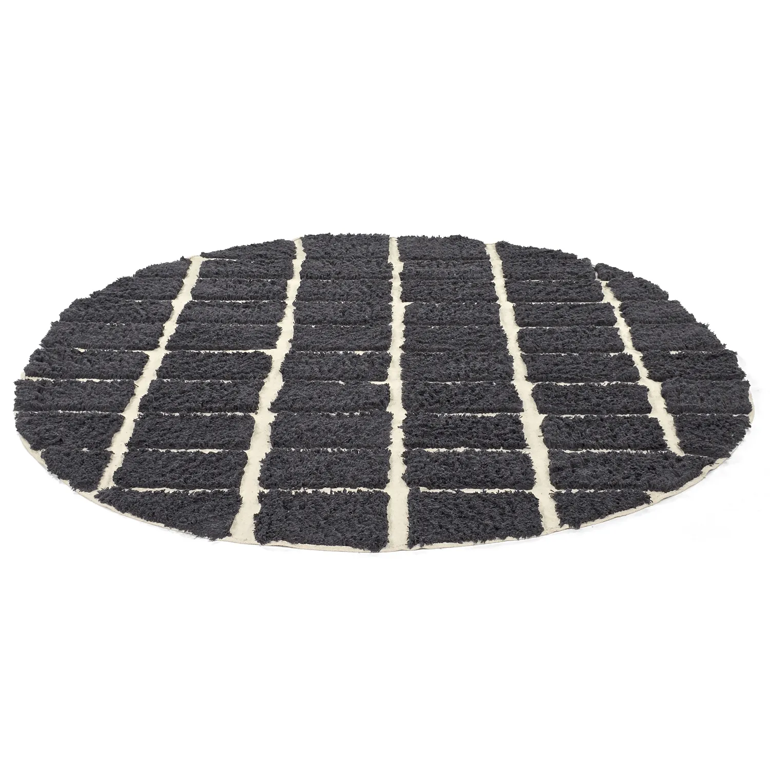 Rundt teppe - Zola Natural Cotton Shaggy (mørkegrå)