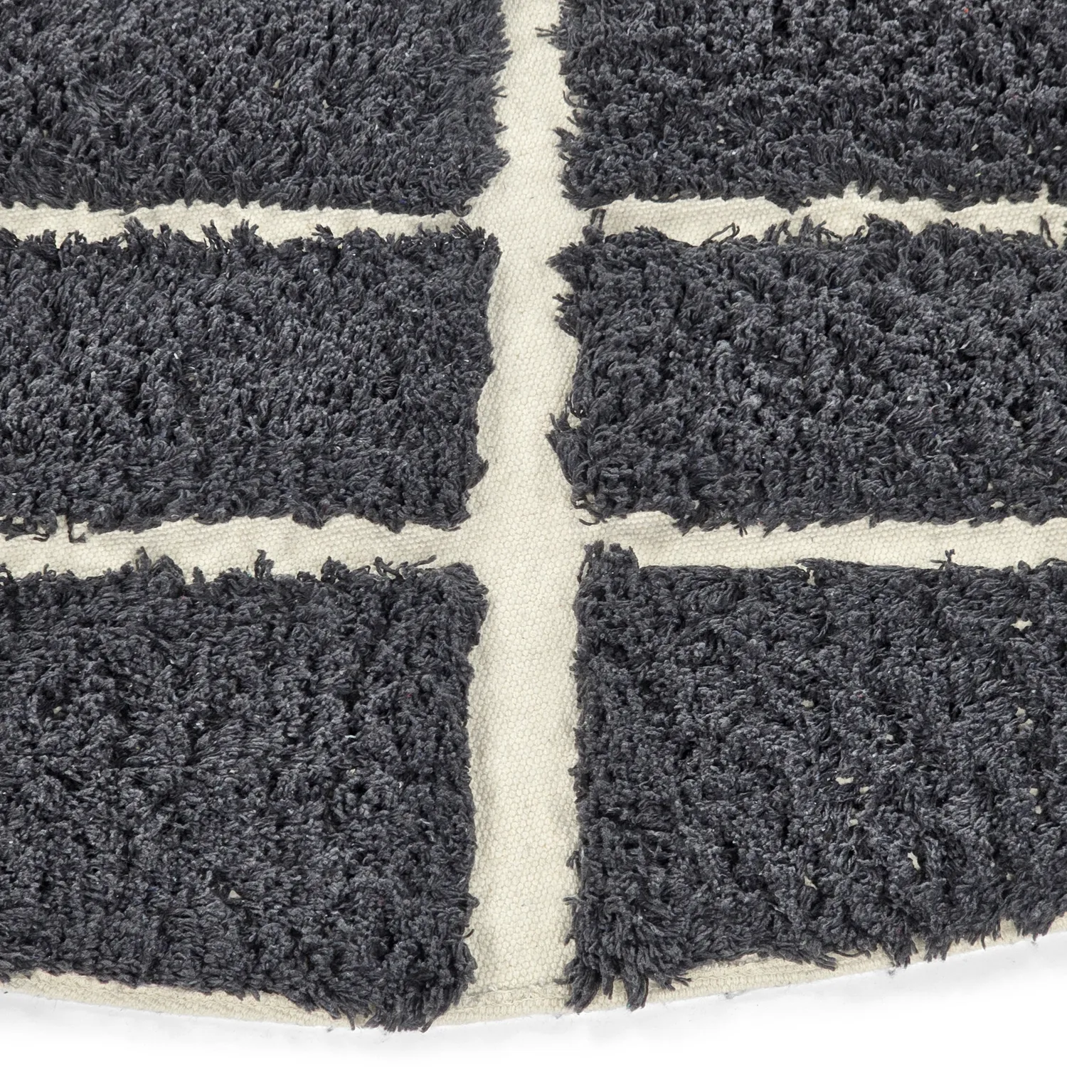 Rundt teppe - Zola Natural Cotton Shaggy (mørkegrå)