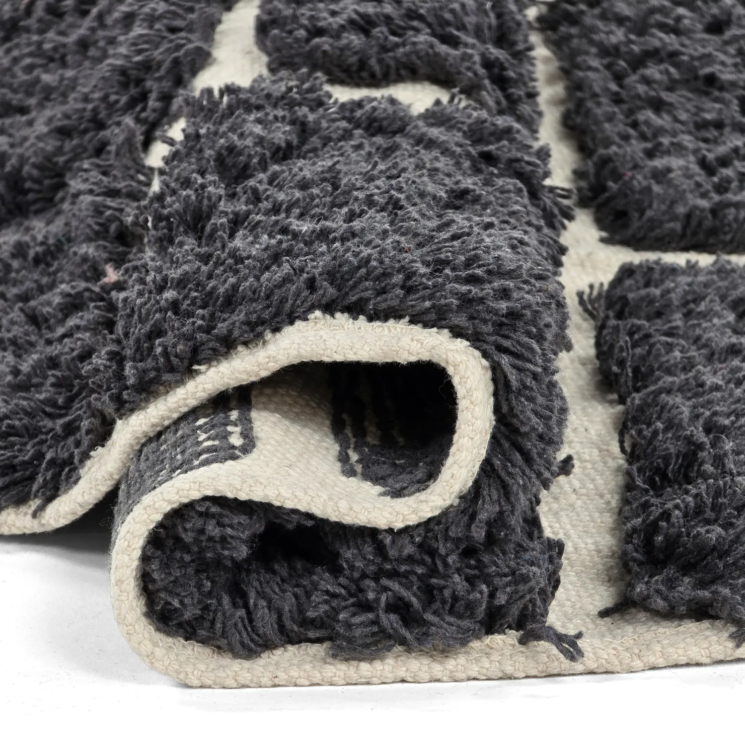 Rundt teppe - Zola Natural Cotton Shaggy (mørkegrå)