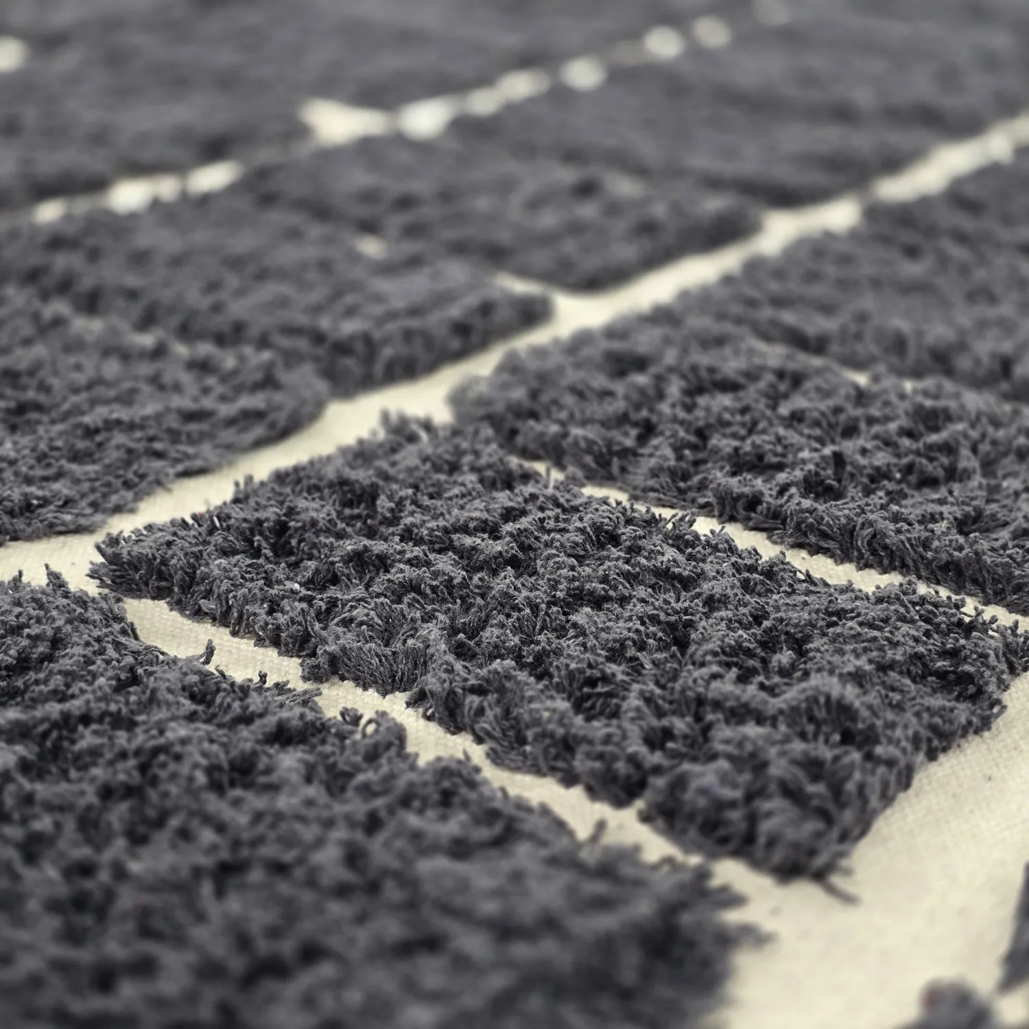 Rundt teppe - Zola Natural Cotton Shaggy (mørkegrå)