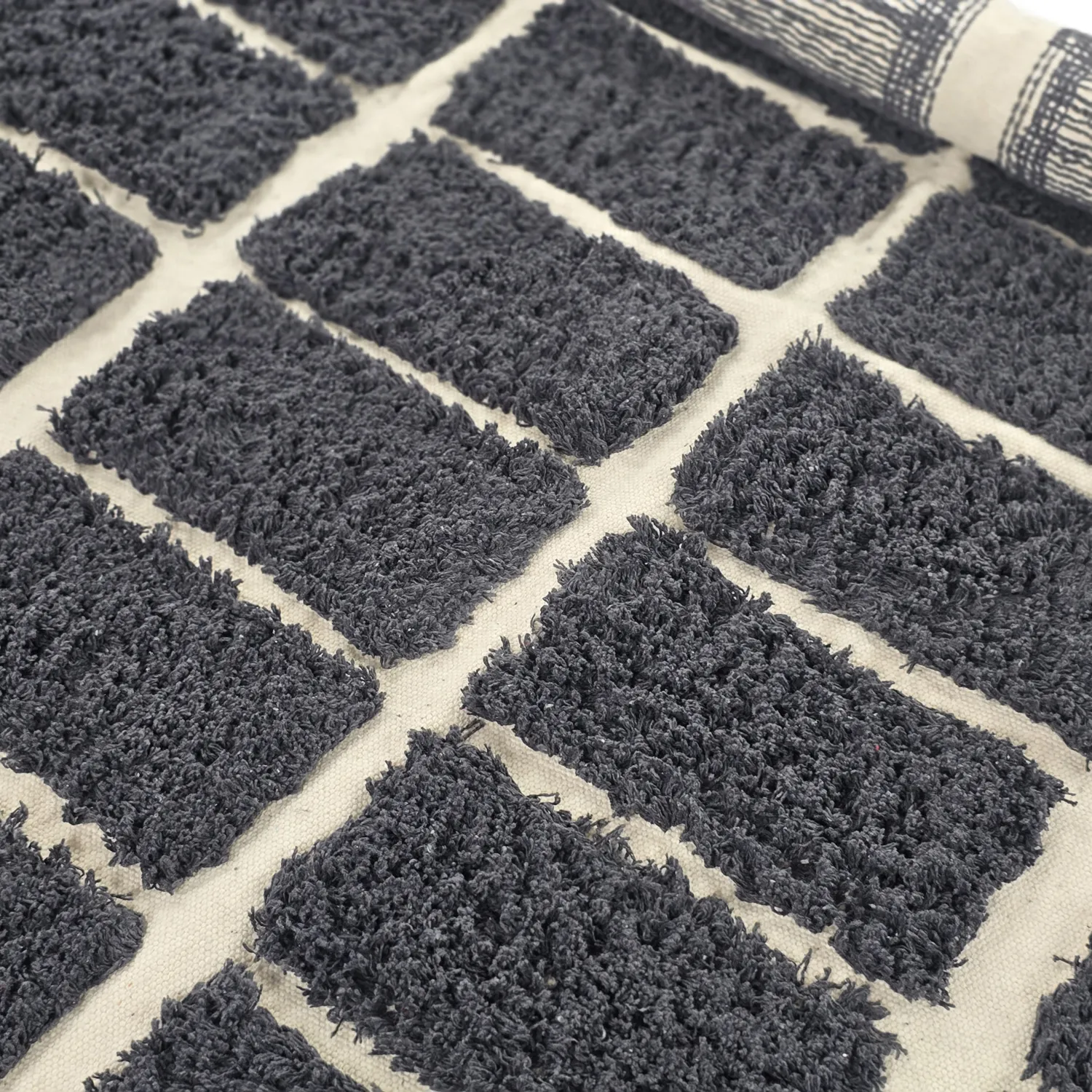 Rundt teppe - Zola Natural Cotton Shaggy (mørkegrå)