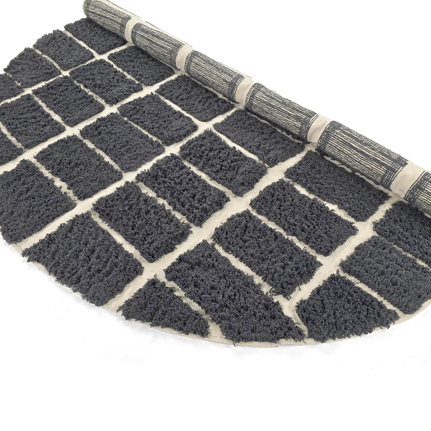 Rundt teppe - Zola Natural Cotton Shaggy (mørkegrå)