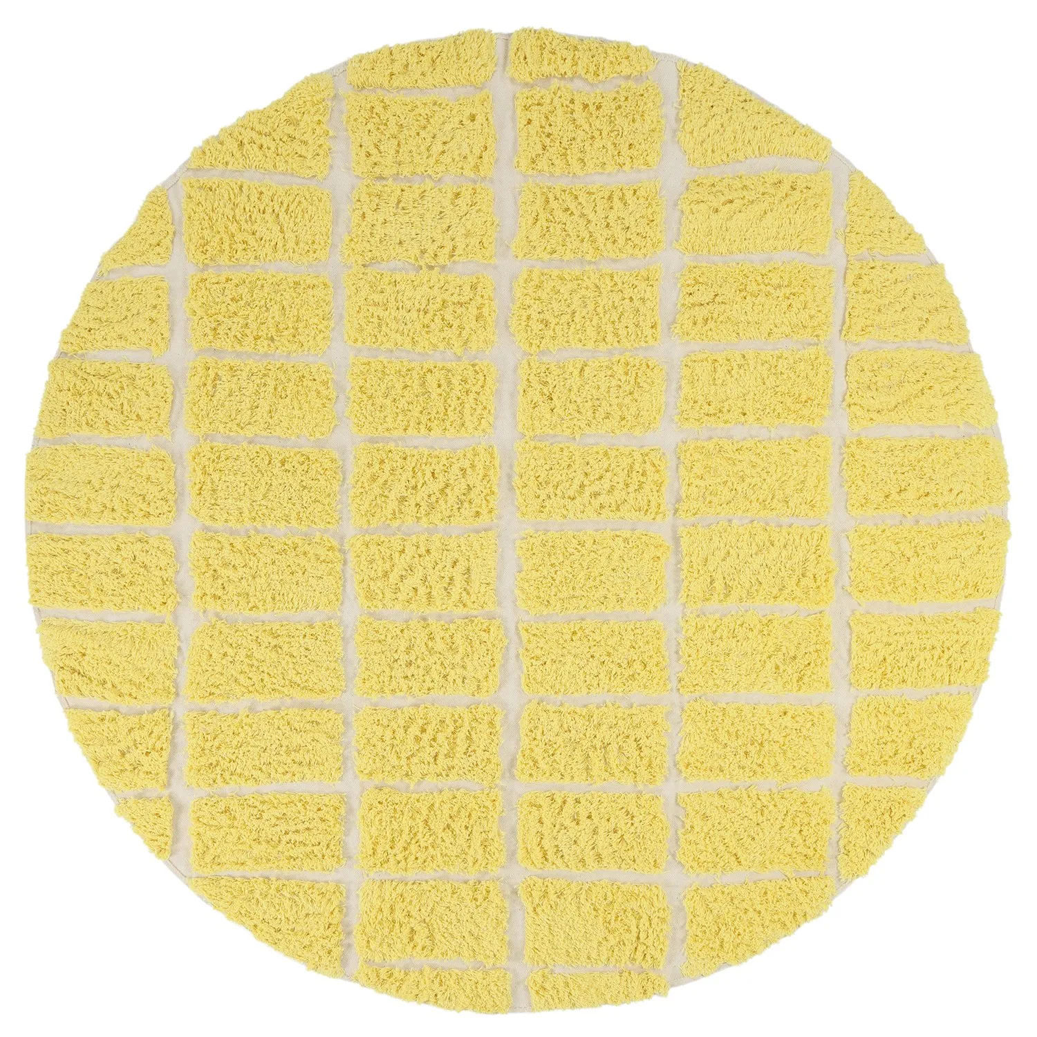 Rundt teppe - Zola Natural Cotton Shaggy (gul)