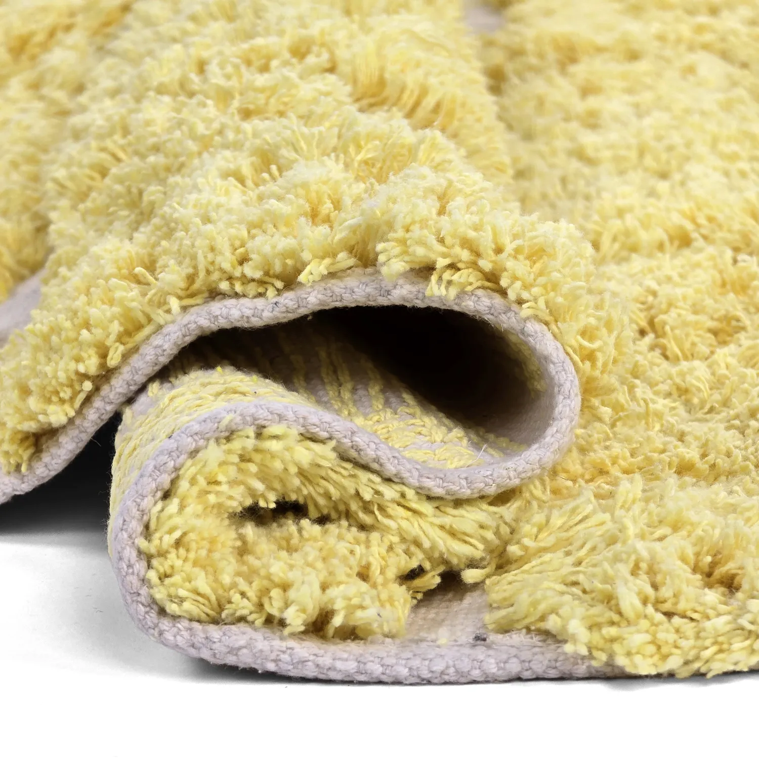 Rundt teppe - Zola Natural Cotton Shaggy (gul)