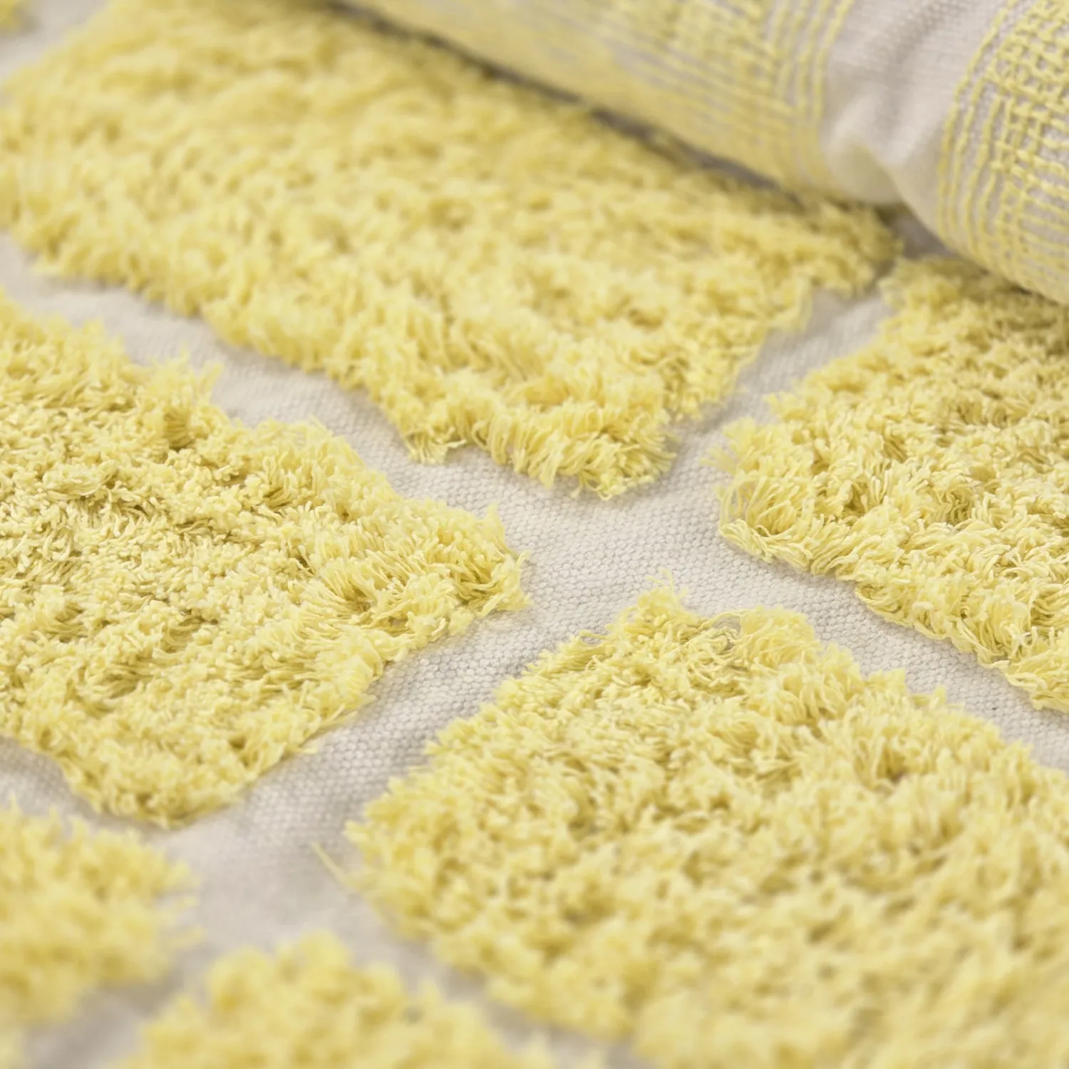 Rundt teppe - Zola Natural Cotton Shaggy (gul)