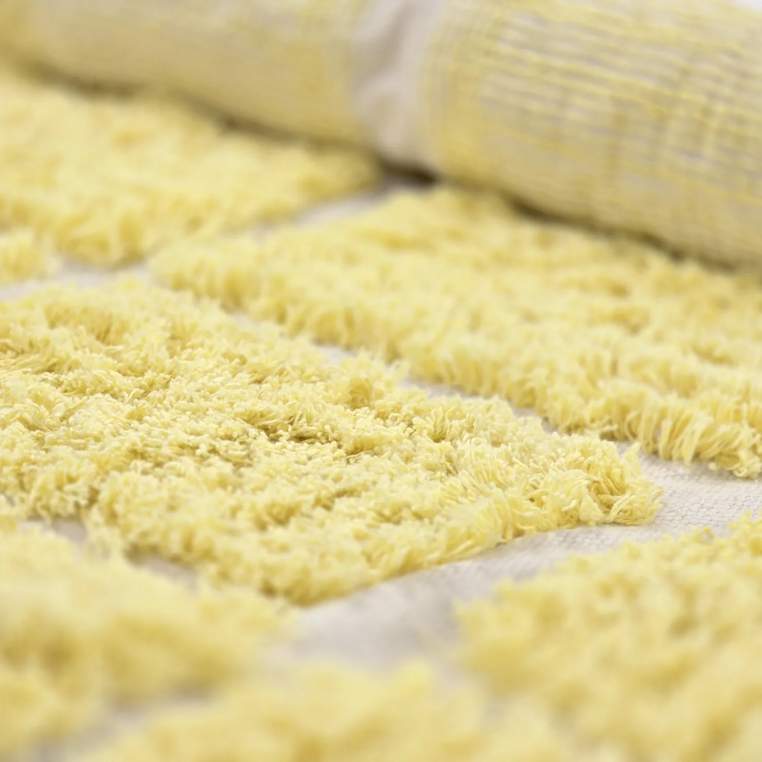 Rundt teppe - Zola Natural Cotton Shaggy (gul)