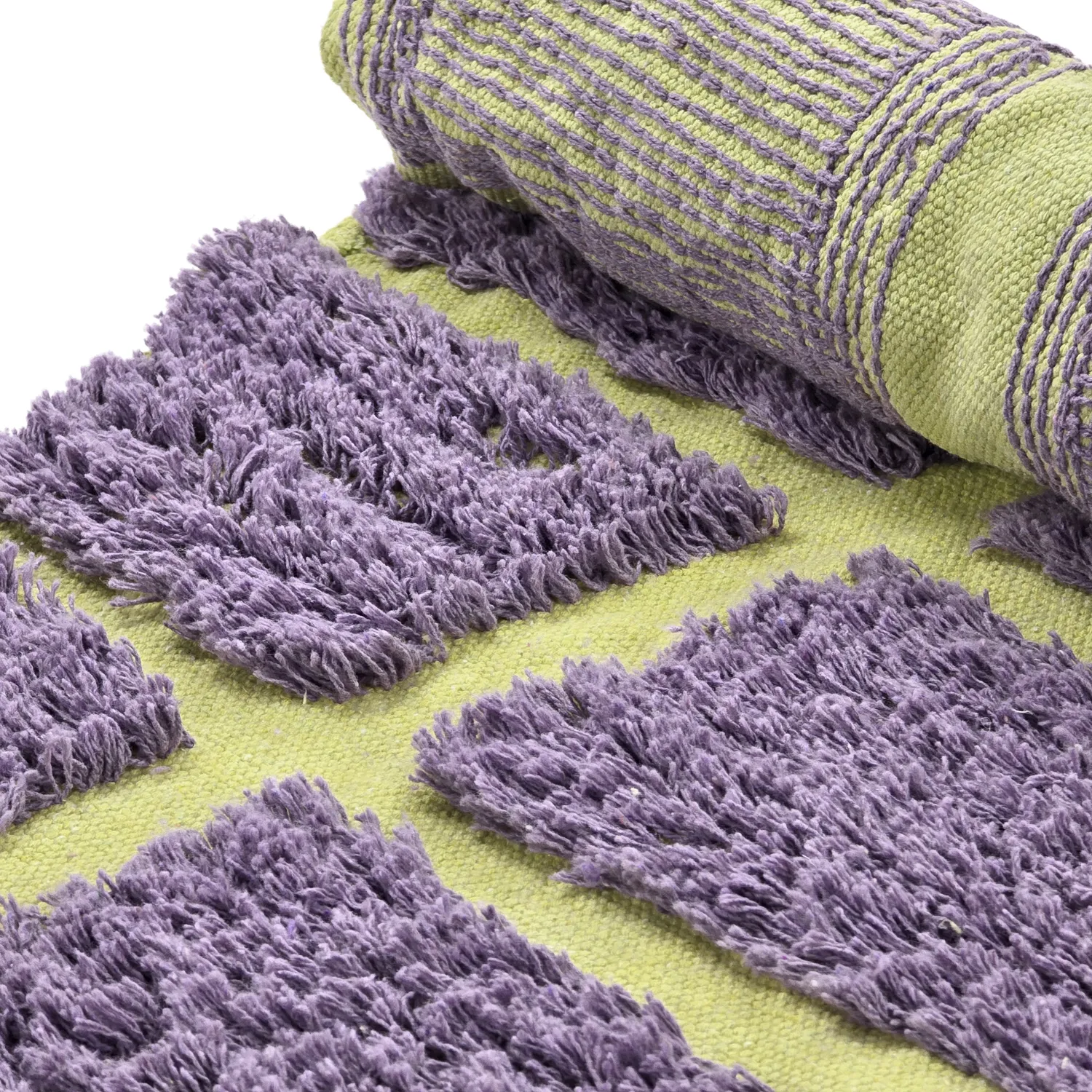 Rundt teppe - Zola Natural Cotton Shaggy (lilla)