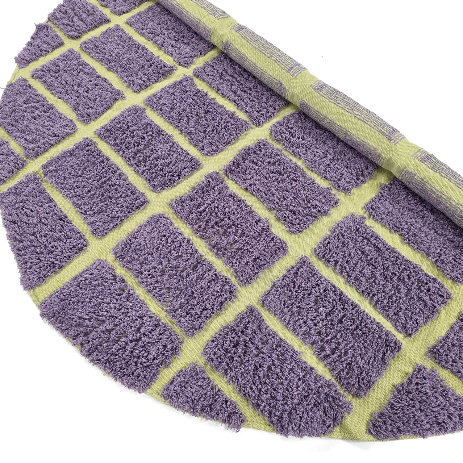 Rundt teppe - Zola Natural Cotton Shaggy (lilla)
