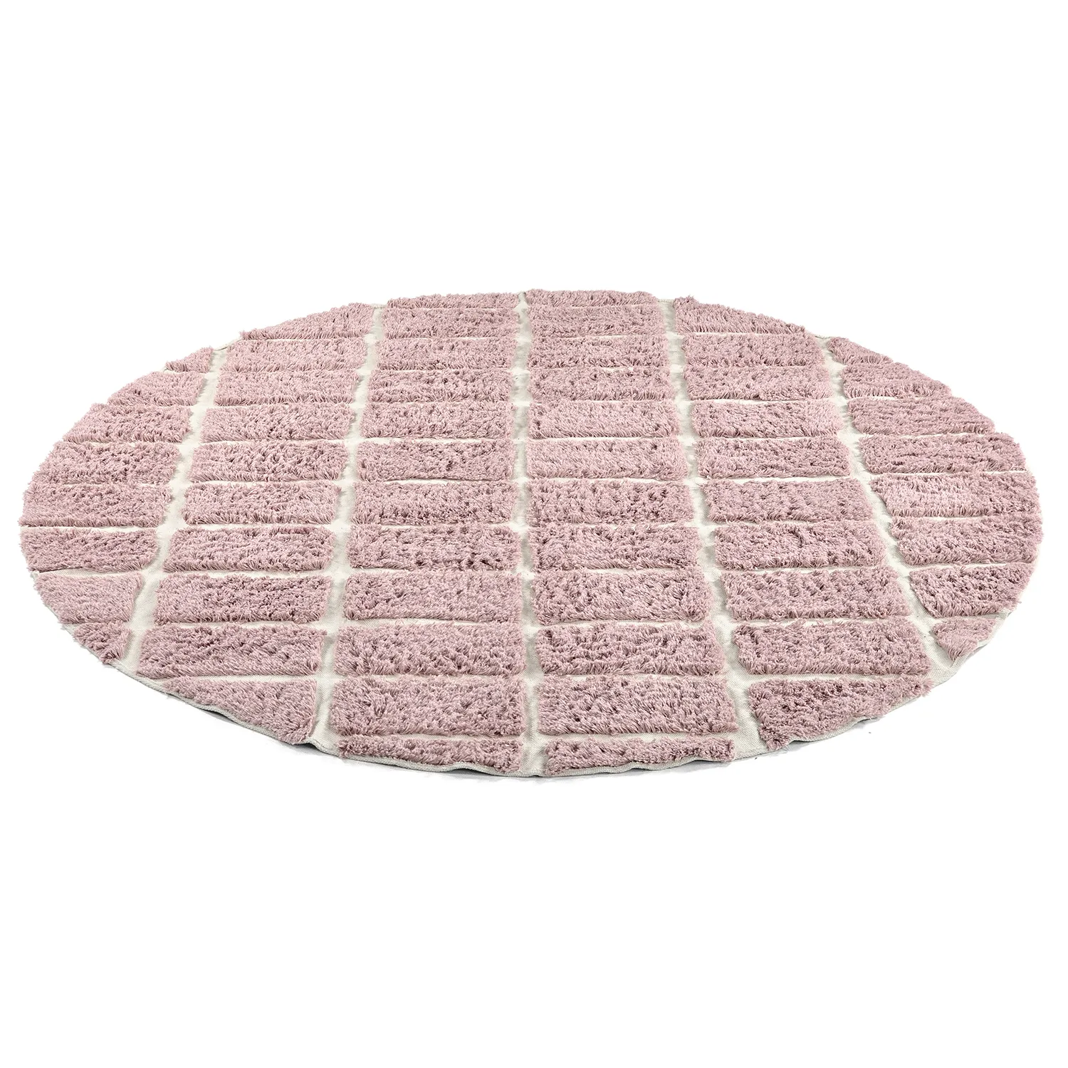 Rundt teppe - Zola Natural Cotton Shaggy (rosa)