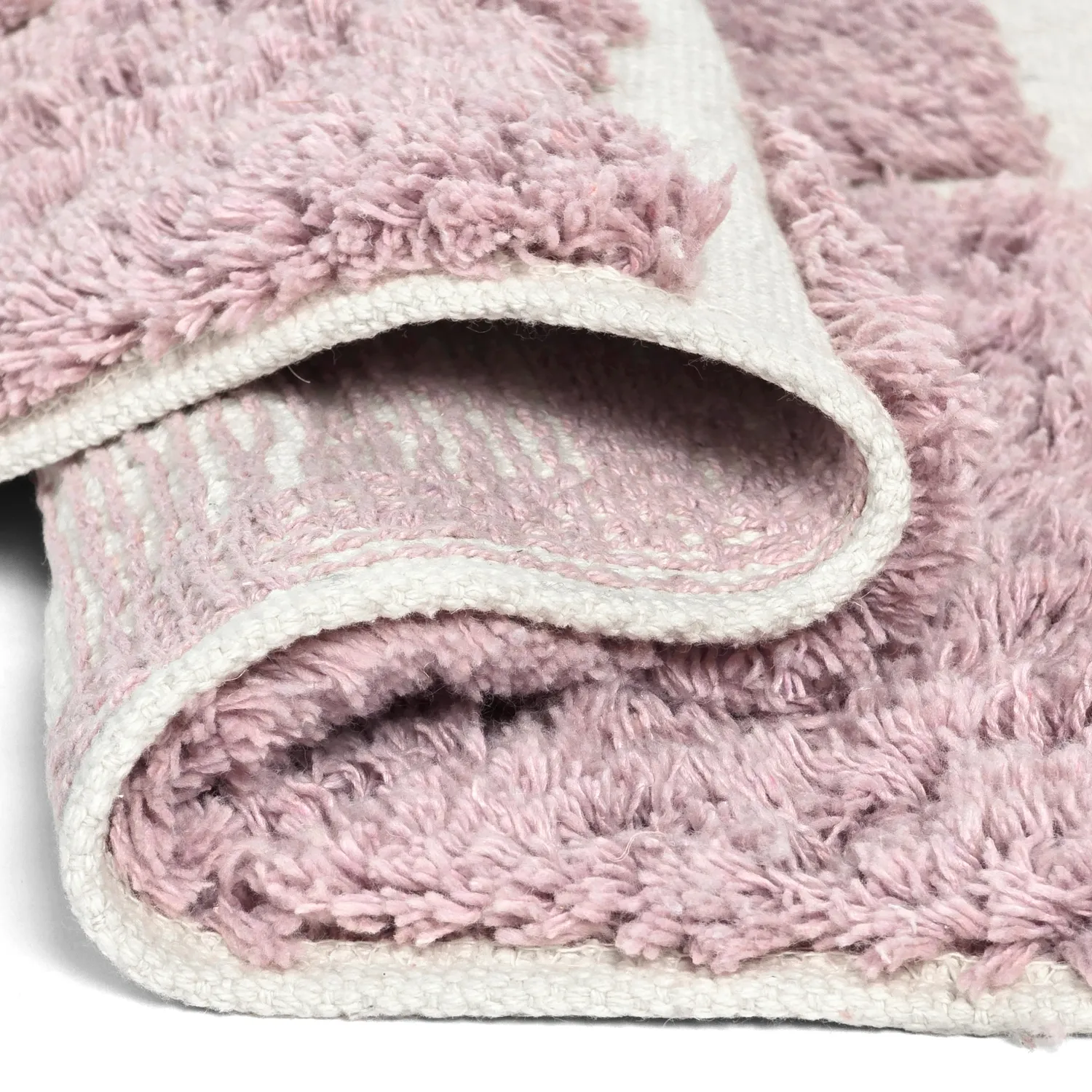 Rundt teppe - Zola Natural Cotton Shaggy (rosa)