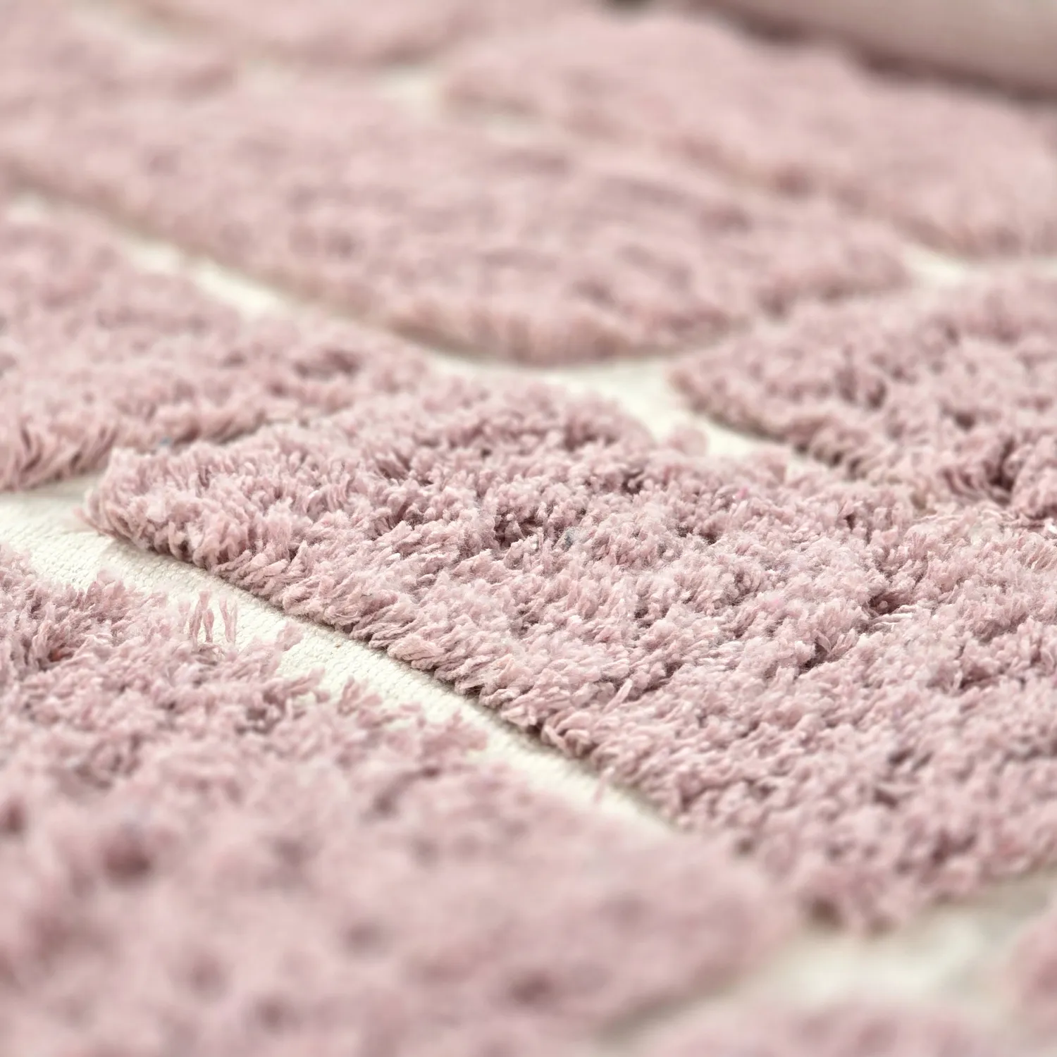 Rundt teppe - Zola Natural Cotton Shaggy (rosa)