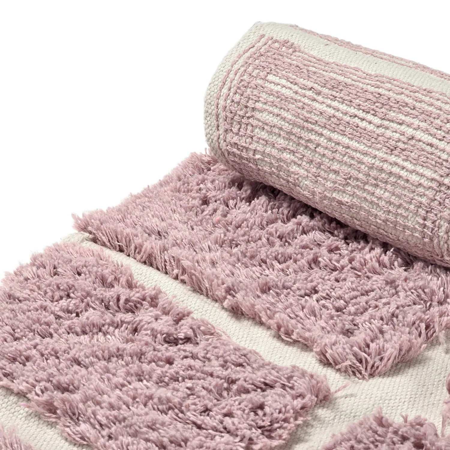 Rundt teppe - Zola Natural Cotton Shaggy (rosa)