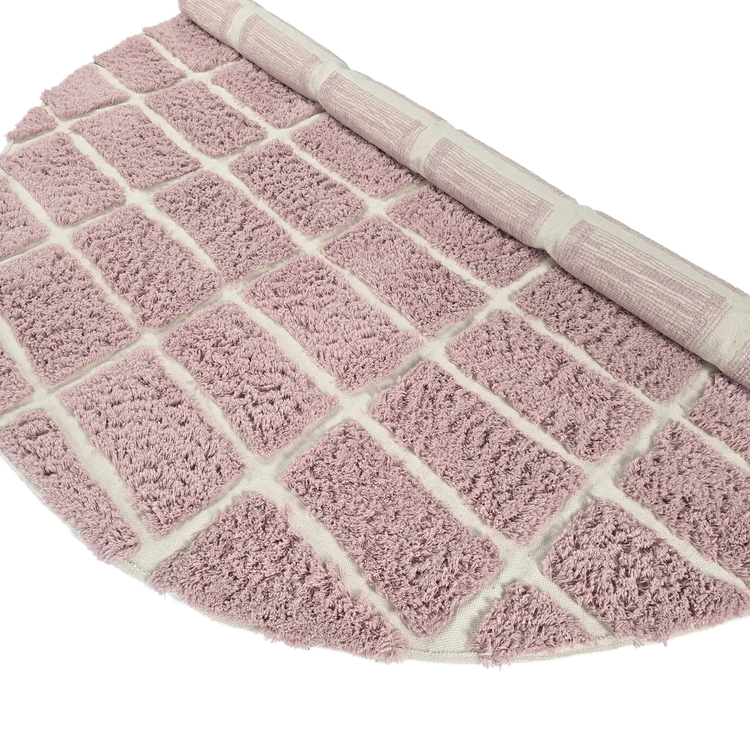 Rundt teppe - Zola Natural Cotton Shaggy (rosa)